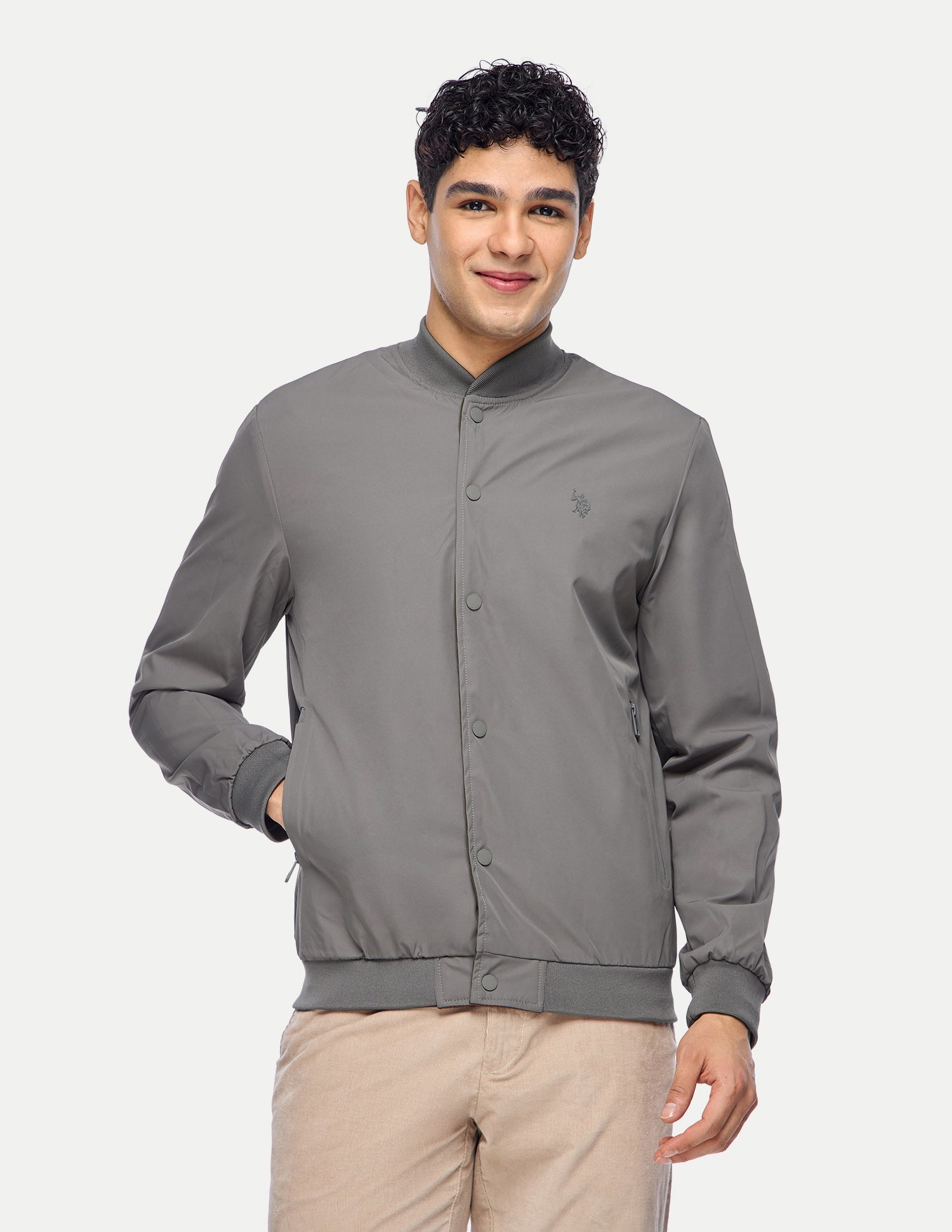 Brand Applique Regular Fit Bomber Jacket Choco - U.S. Polo Assn. India | Large