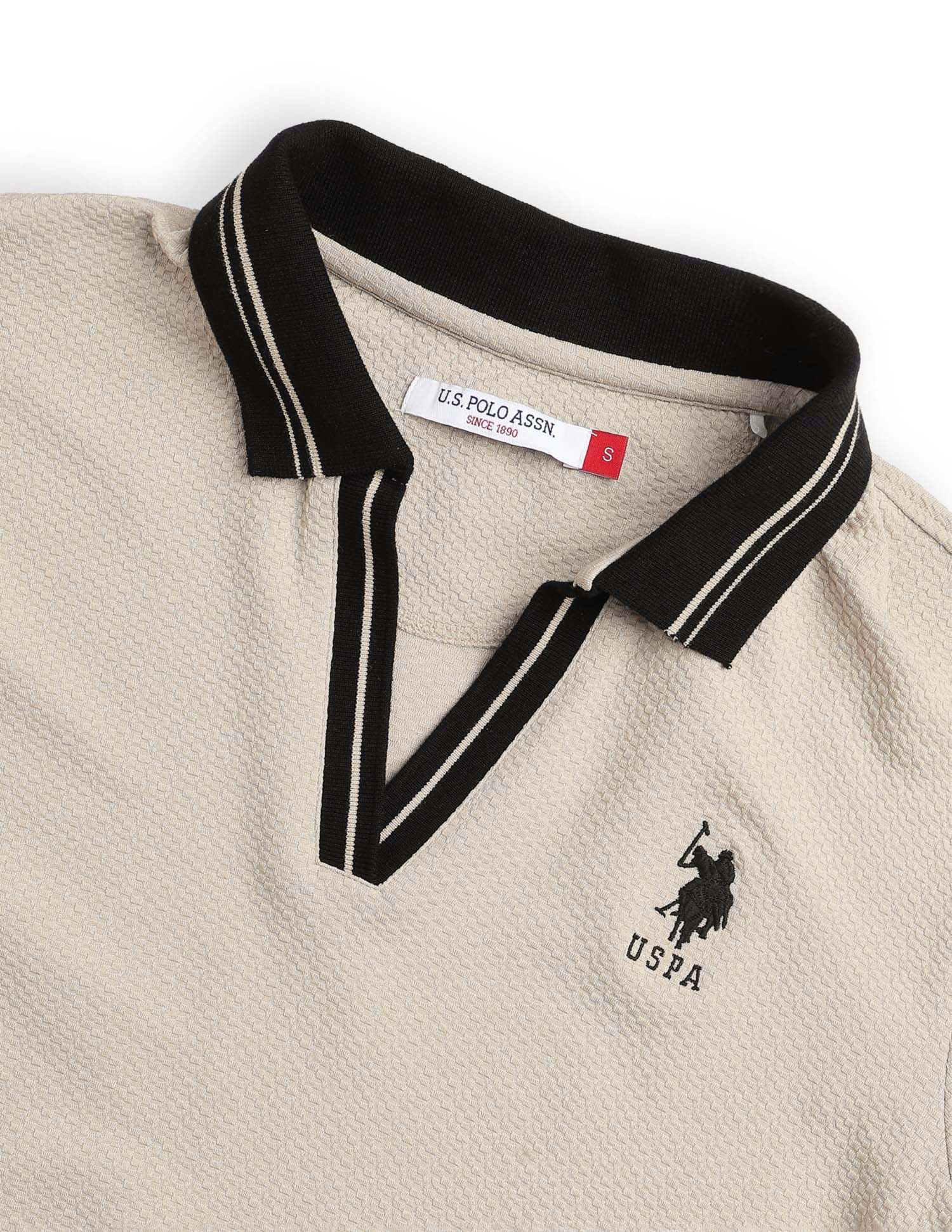 Textured Regular Fit Polo Shirt Beige - U.S. Polo Assn. India | Large