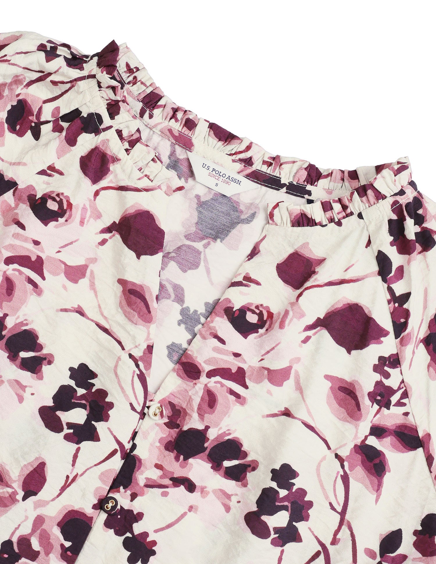 Abstract Floral Printed Button Down Top Maroon - U.S. Polo Assn. India | Large