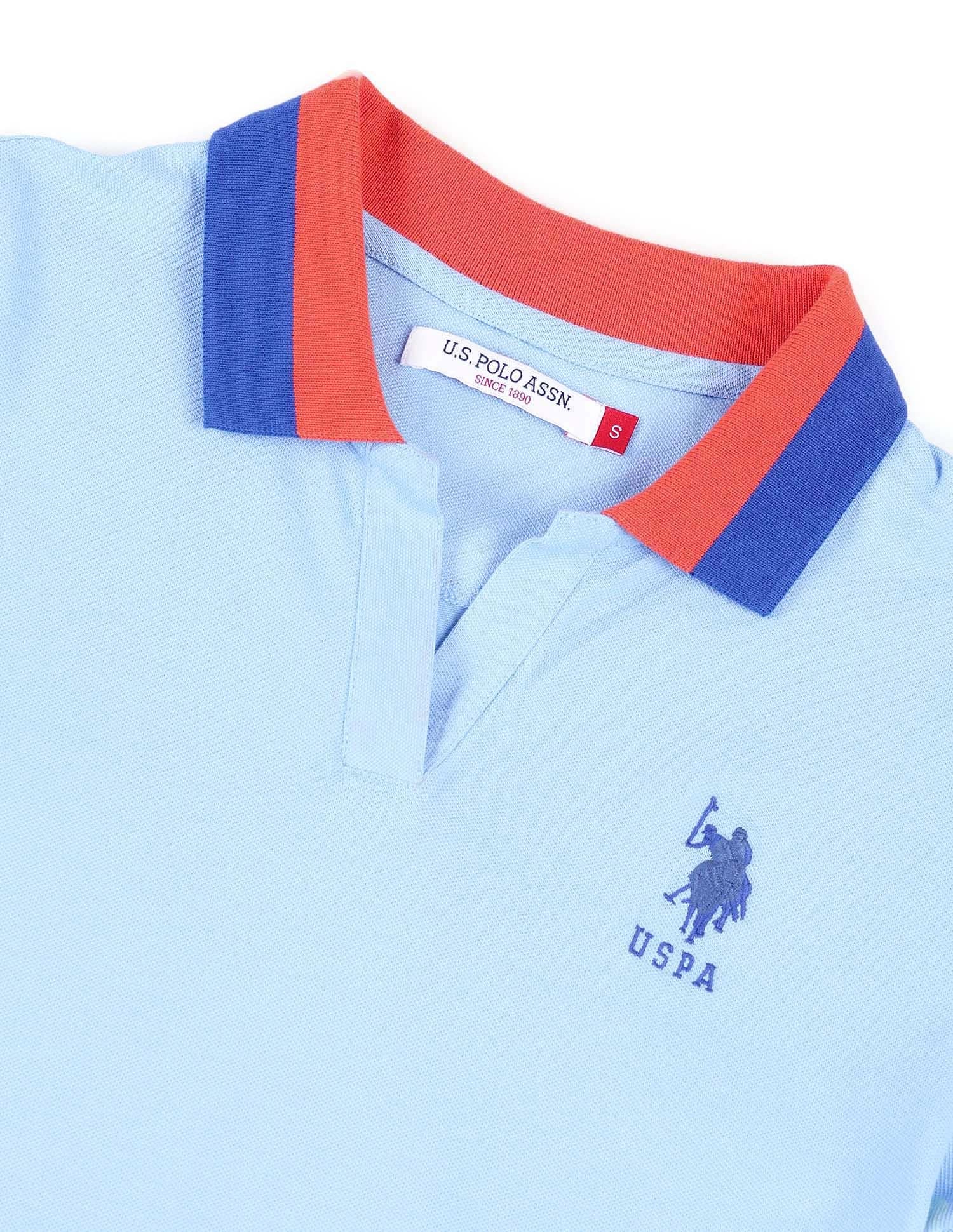 Regular Fit Solid Polo Shirt Light Blue - U.S. Polo Assn. India | Large