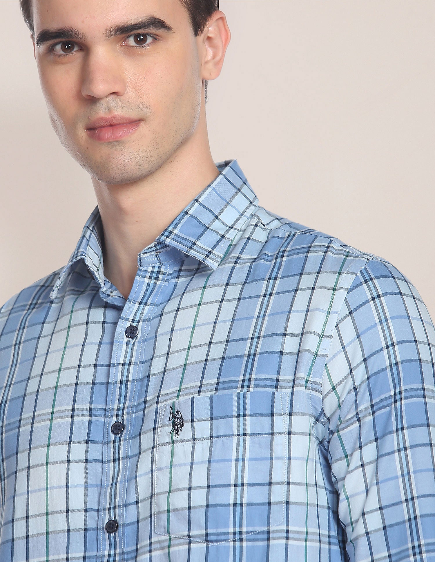 Plaid Check Twill Casual Shirt Blue - U.S. Polo Assn. India | Large