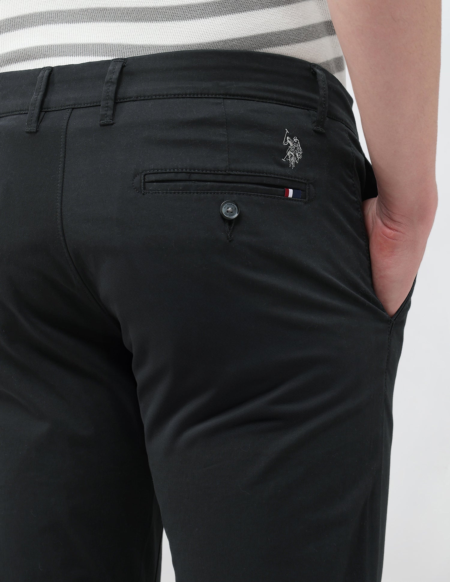 Austin Slim Fit Satin Trousers Black - U.S. Polo Assn. India | Large