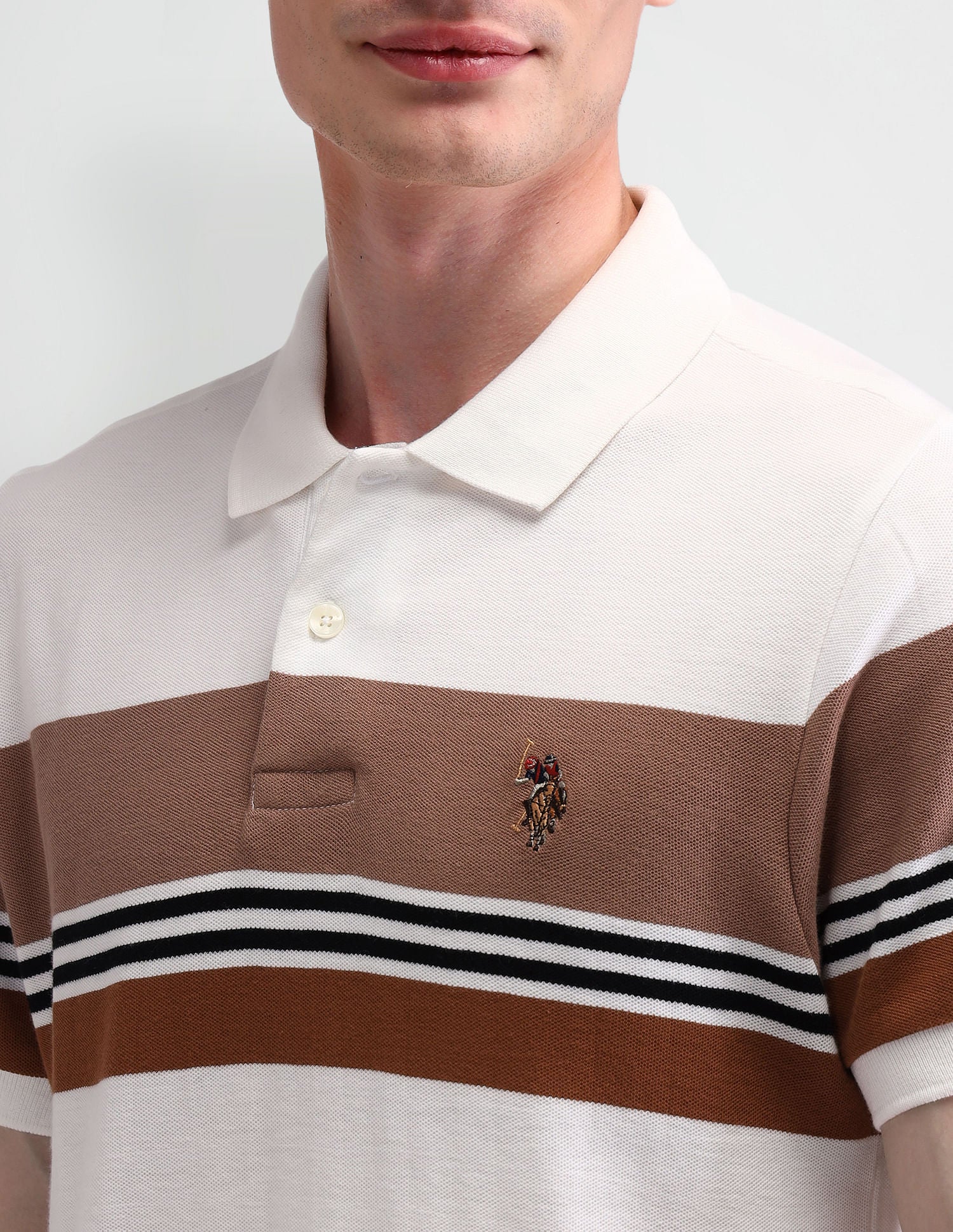 Cotton Muscle Fit Polo Shirt Ivory - U.S. Polo Assn. India | Large