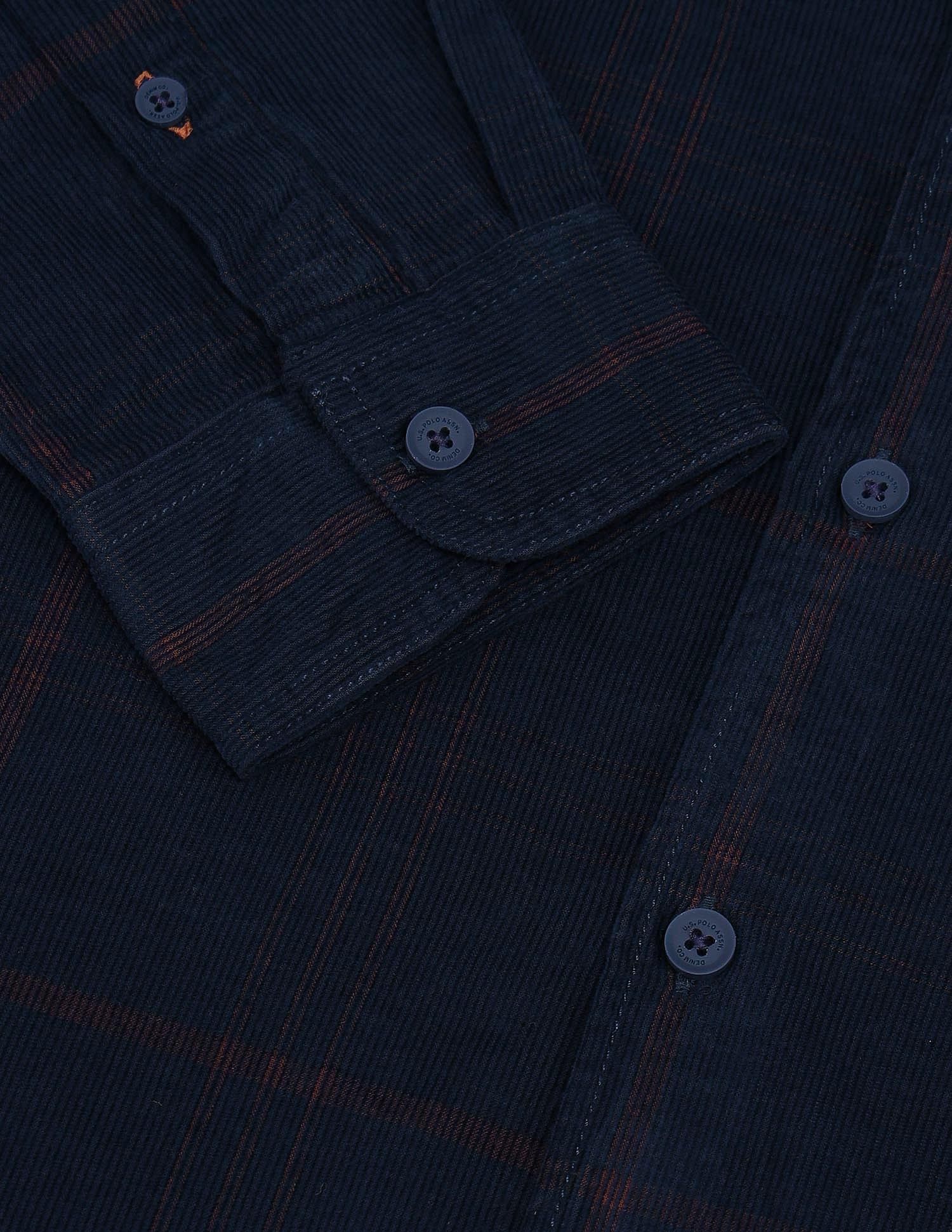 Slim Fit Corduroy Shirt Navy - U.S. Polo Assn. India | Large