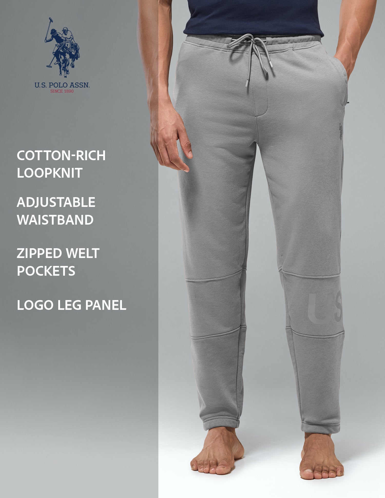 Cotton Rich Loopknit OJ012 Joggers Steeplegrey - U.S. Polo Assn. India | Large