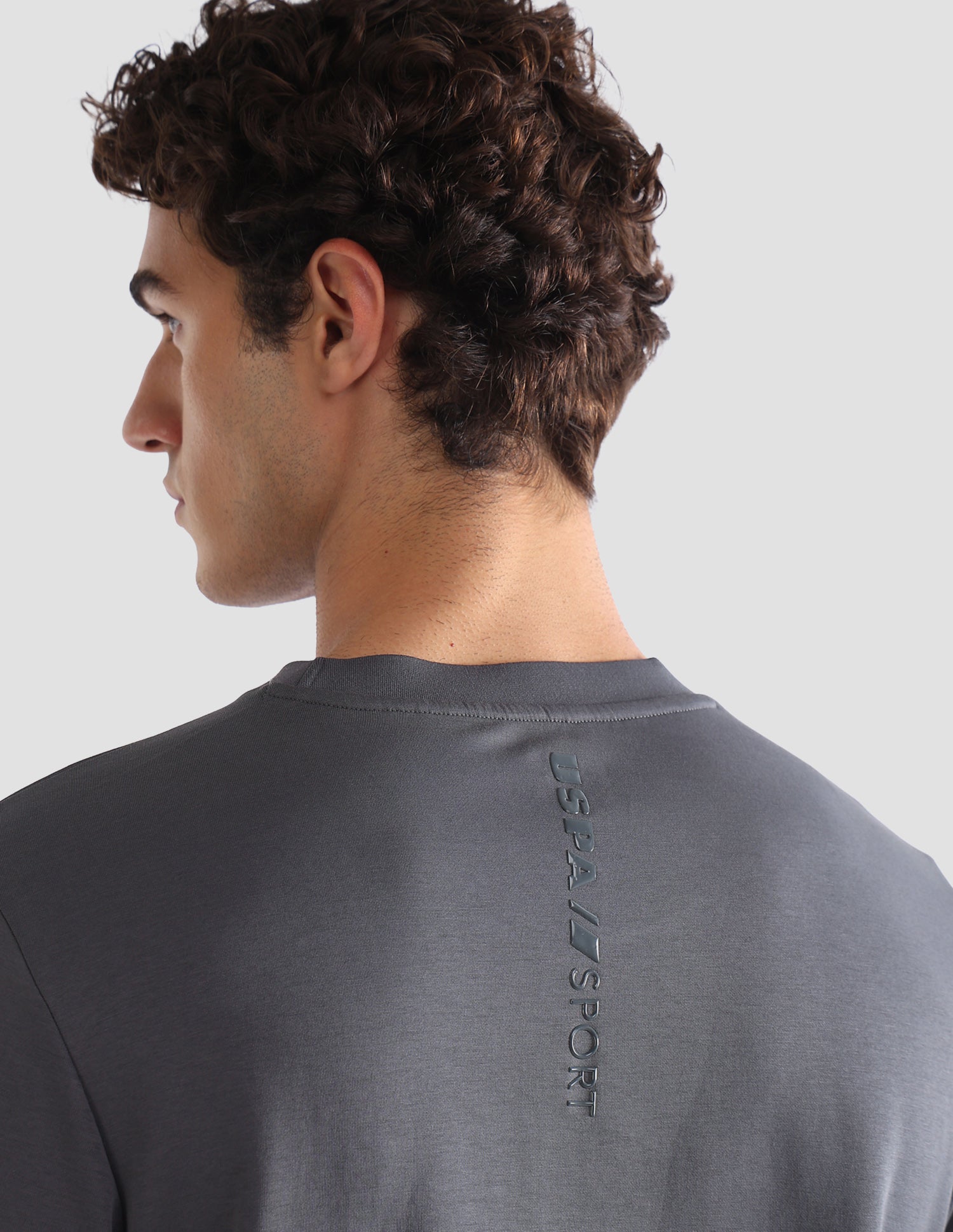 Solid Slim Fit Active T-Shirt Dark Grey - U.S. Polo Assn. India | Large