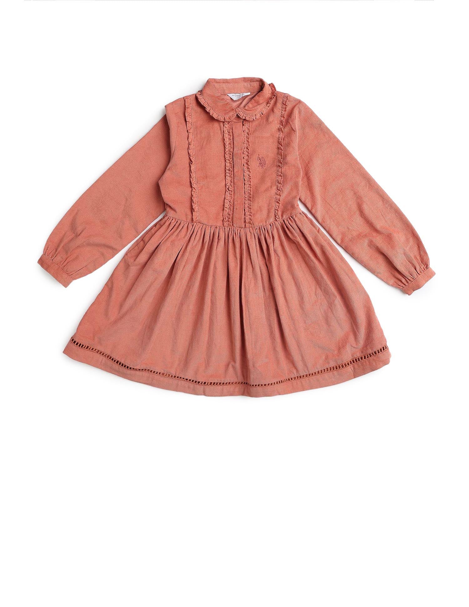 Girls Solid Shirt Dress Rust - U.S. POLO ASSN. | Large