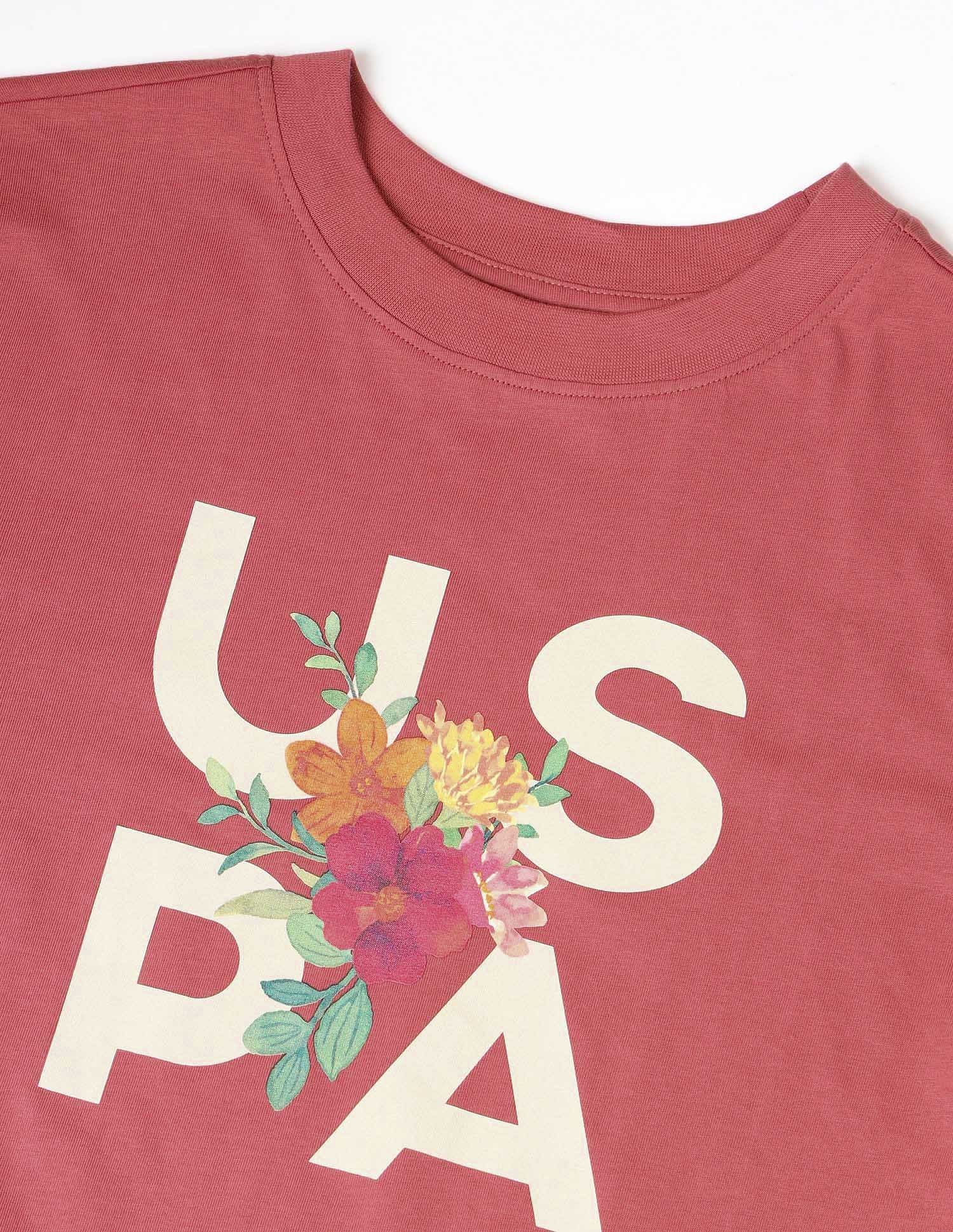 Boxy Fit Brand Printed T-Shirt Pink - U.S. POLO ASSN. | Large