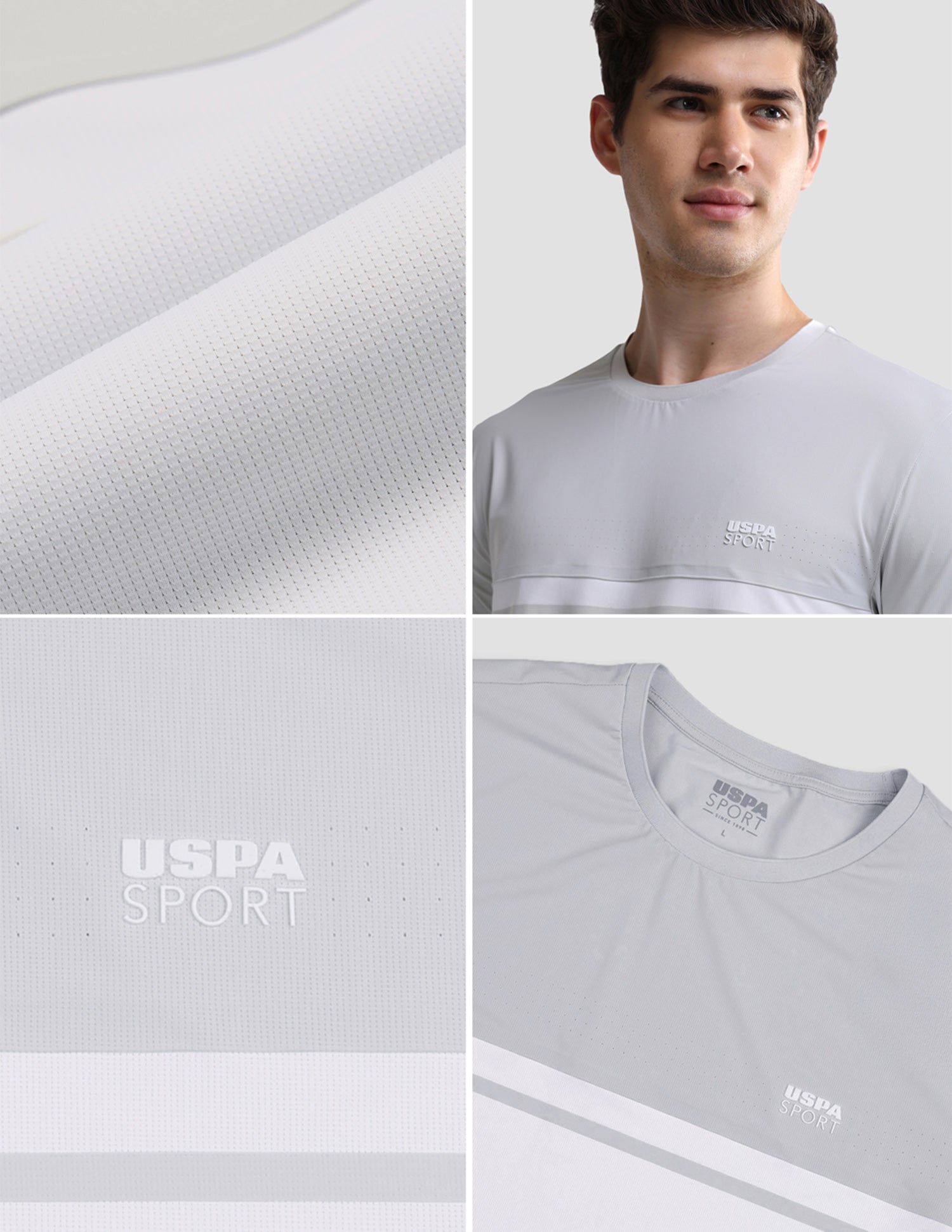 Colourblocked Slim Fit Active T-Shirt Grey - U.S. Polo Assn. India | Large