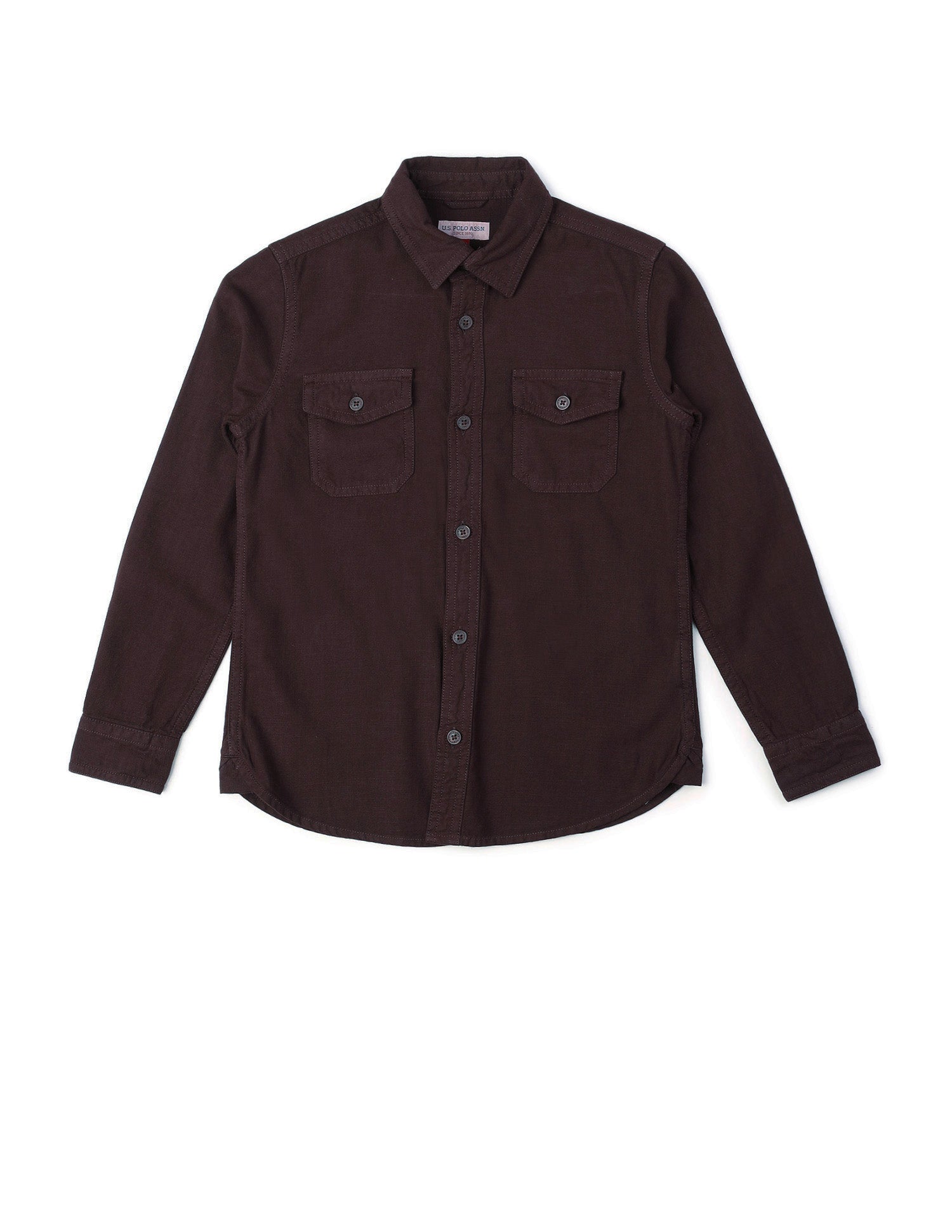Boys Regular Fit Solid Shirt Choco - U.S. POLO ASSN. | Large