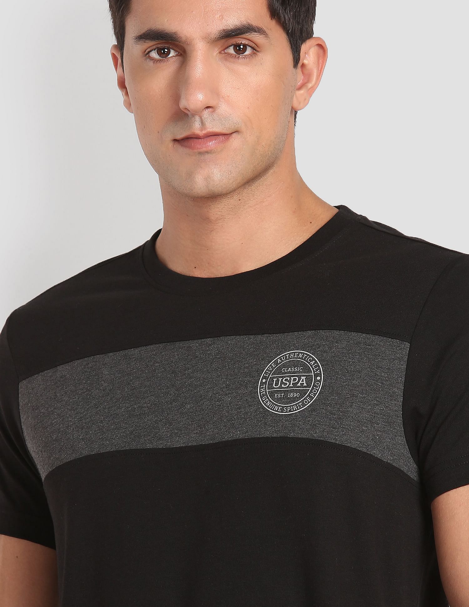Crew Neck Colour Block I681 Lounge T-Shirt - Pack Of 1 Black - U.S. POLO ASSN. | Large