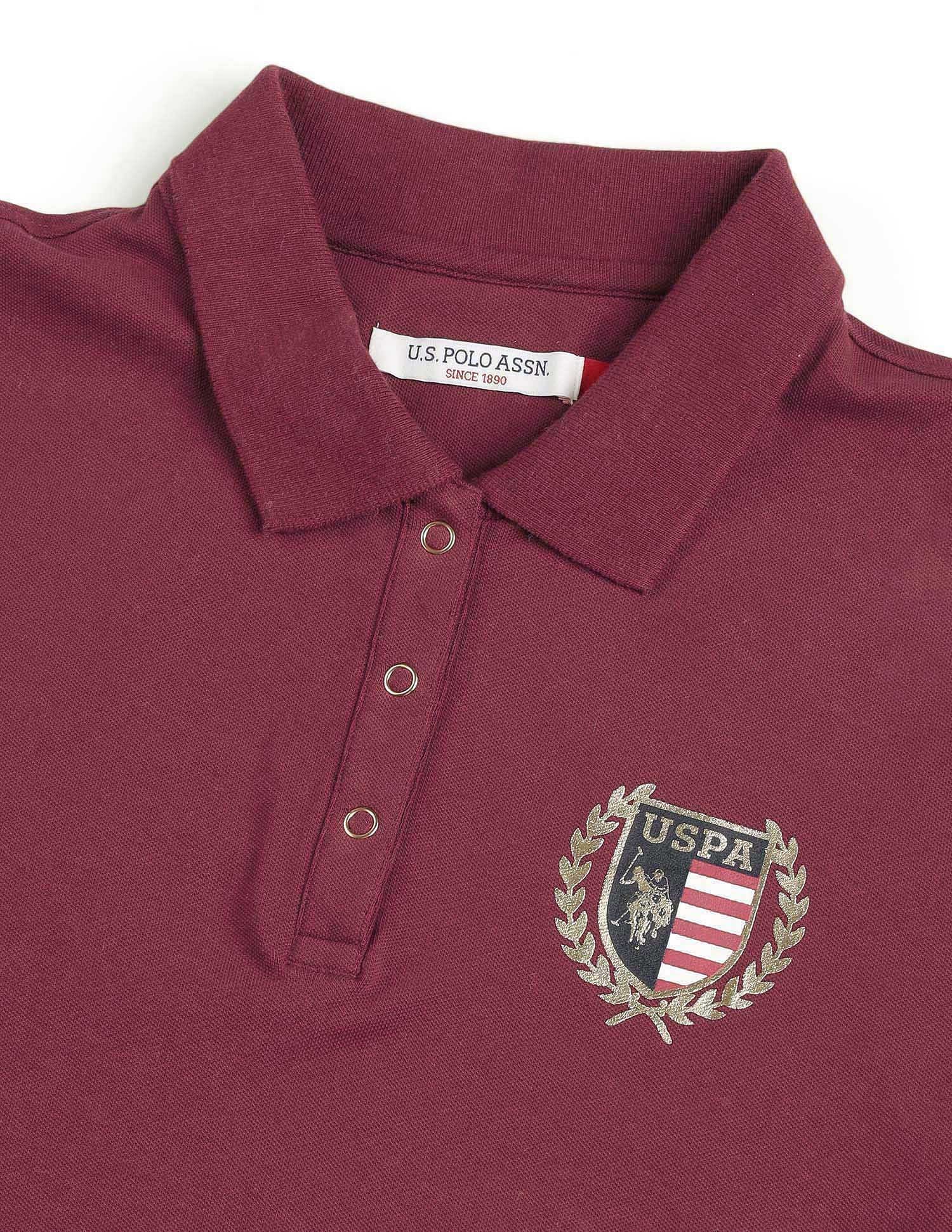 Regular Fit Solid Polo Shirt Wine - U.S. POLO ASSN. | Large