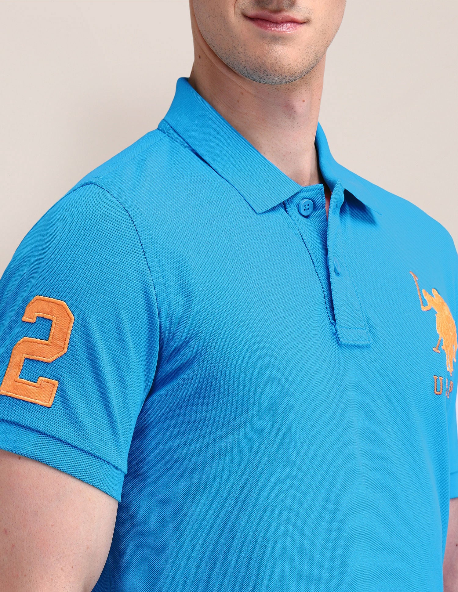 Solid Slim Fit Polo Shirt Blue - U.S. POLO ASSN. | Large