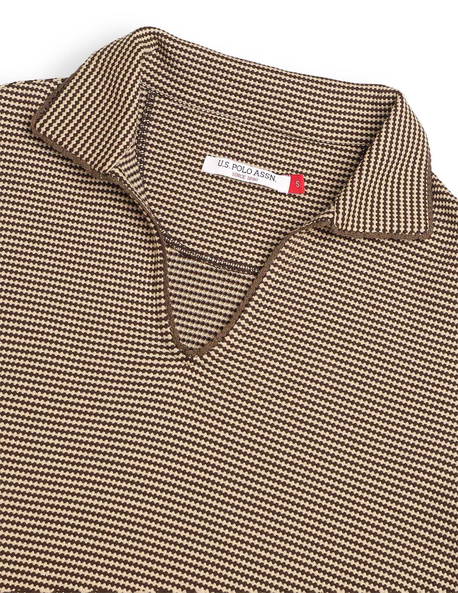 Relaxed Fit Textured Polo Shirt Brown - U.S. Polo Assn. India | Large