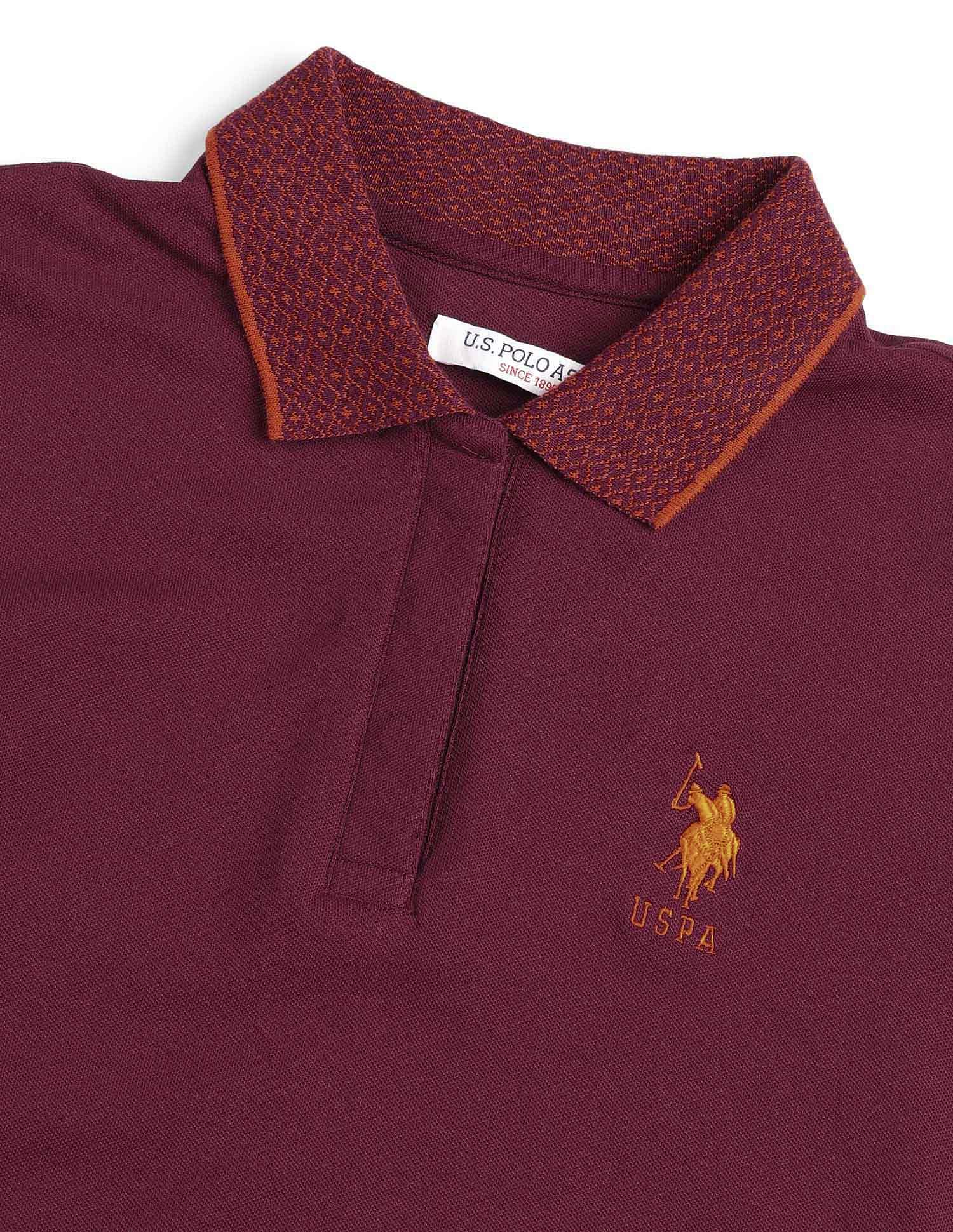 Regular Fit Solid Polo Shirt Wine - U.S. POLO ASSN. | Large