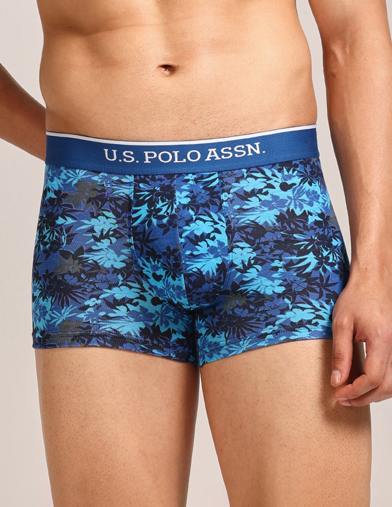 Mid Rise Printed OET24 Trunks - Pack Of 3 Blue, Blue, Bracken - U.S. Polo Assn. India | Large