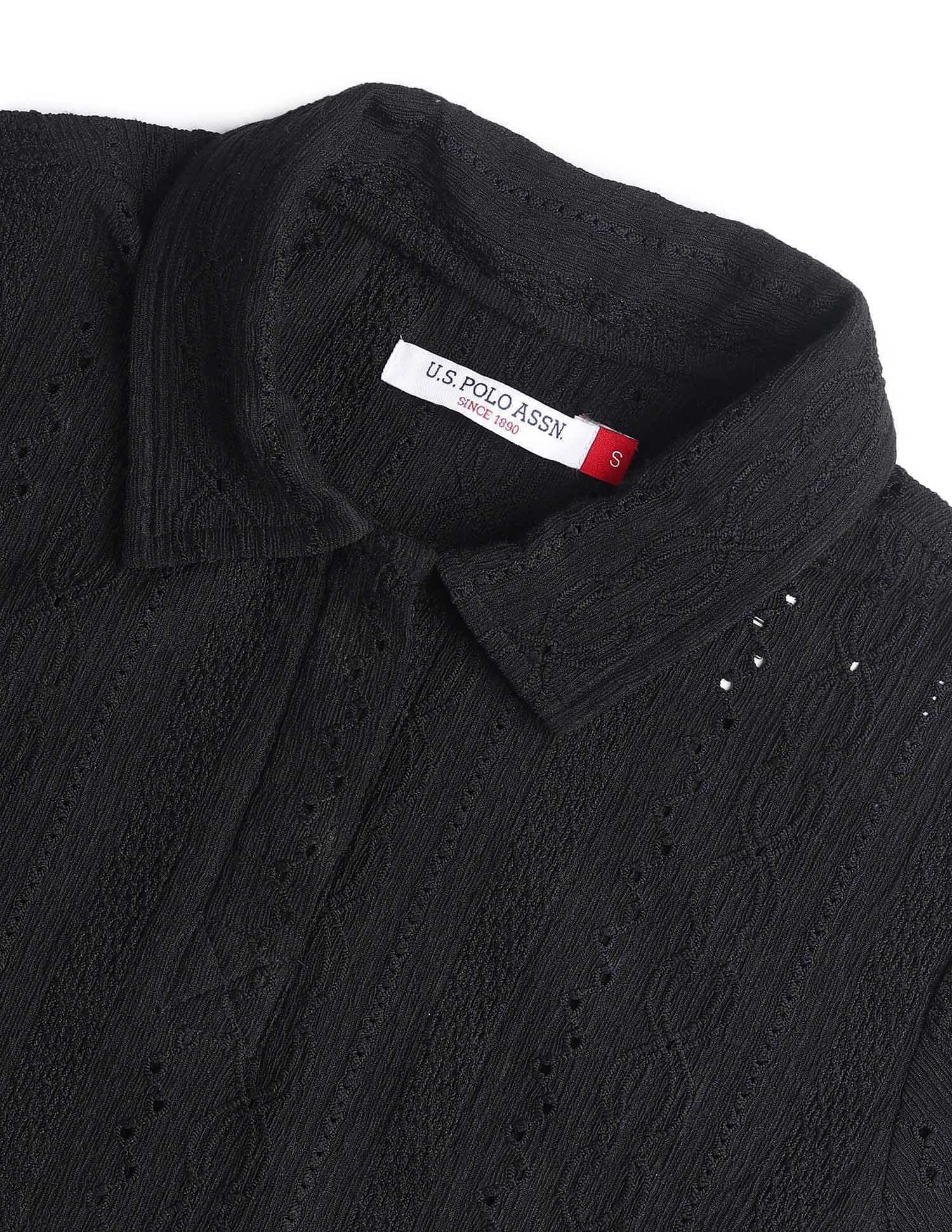 Regular Fit Textured Polo Shirt Black - U.S. POLO ASSN. | Large