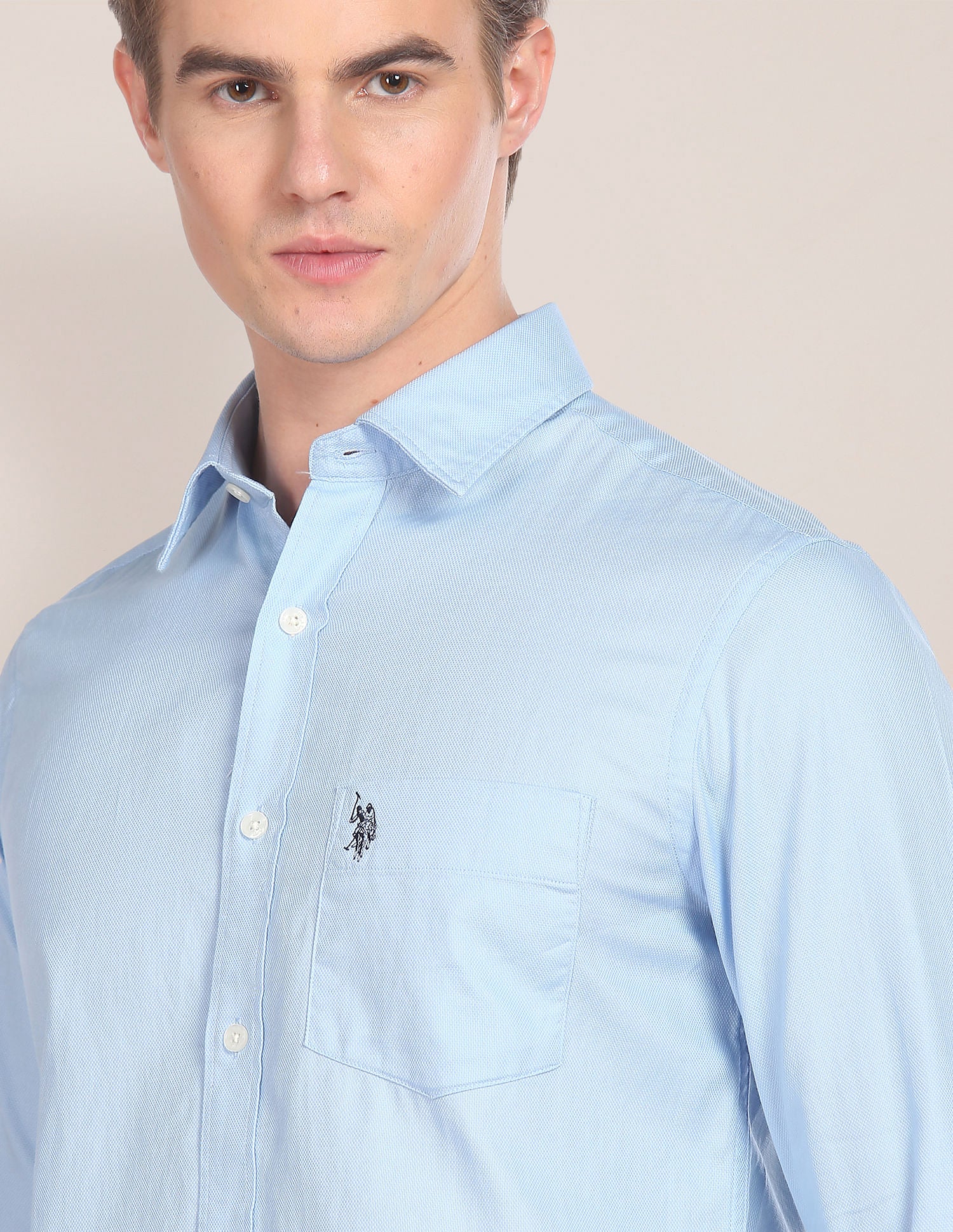 Solid Tailored Fit Shirt Light Blue - U.S. Polo Assn. India | Large