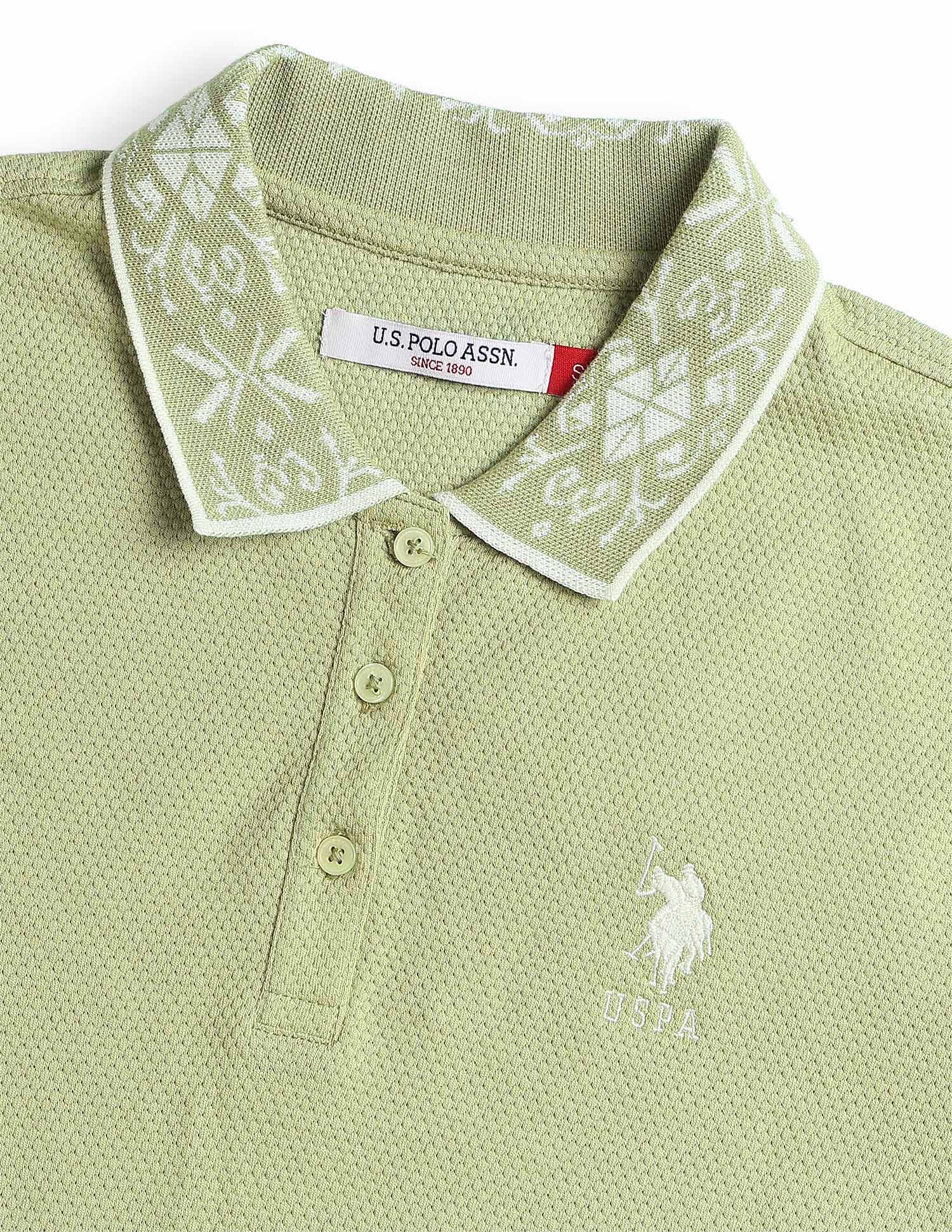 Textured Regular Fit Polo Shirt Green - U.S. Polo Assn. India | Large