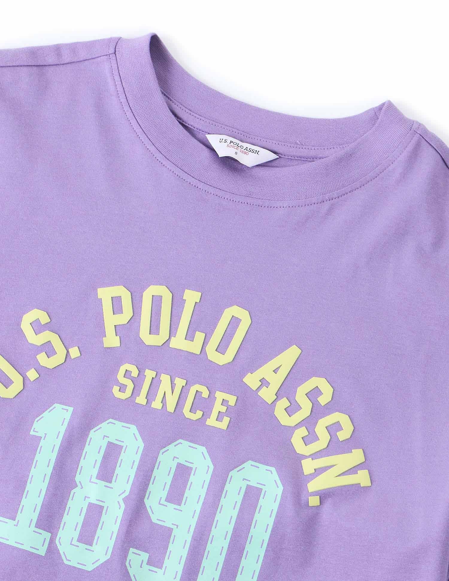 Boxy Fit Brand Printed T-Shirt Lavender - U.S. POLO ASSN. | Large