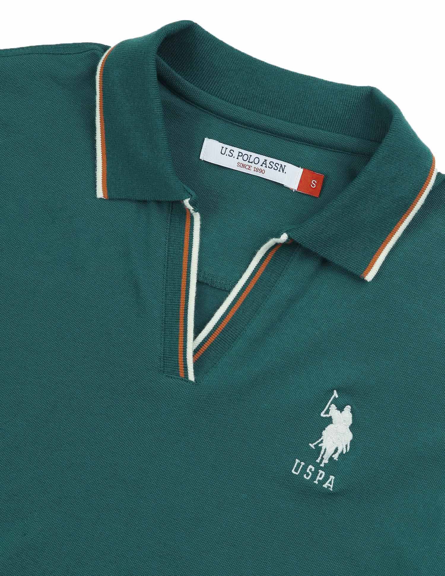 Solid Regular Fit Polo Shirt Dark. Green - U.S. POLO ASSN. | Large