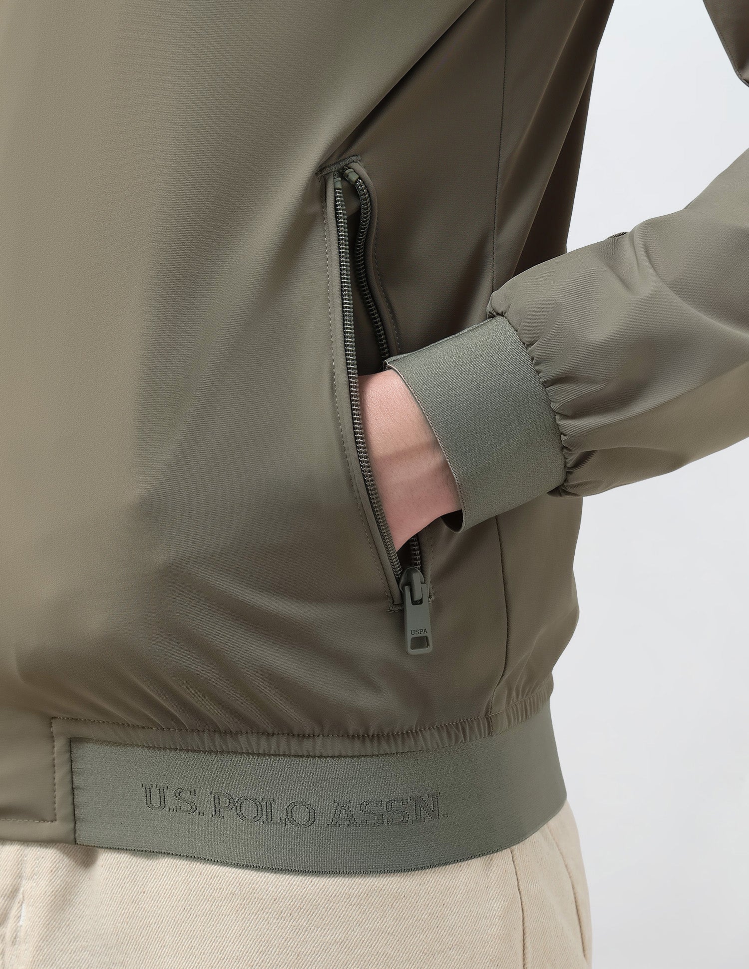 Solid Regular Fit Jacket Green - U.S. Polo Assn. India | Large