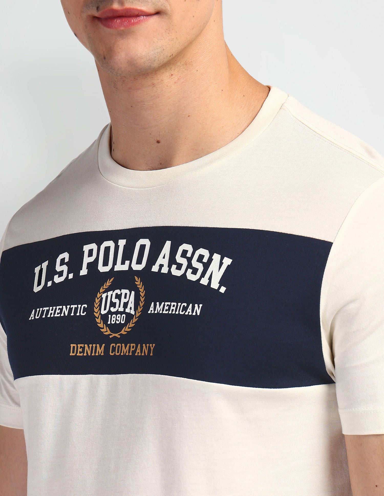 Brand Print Crew Neck T-Shirt White - U.S. Polo Assn. India | Large