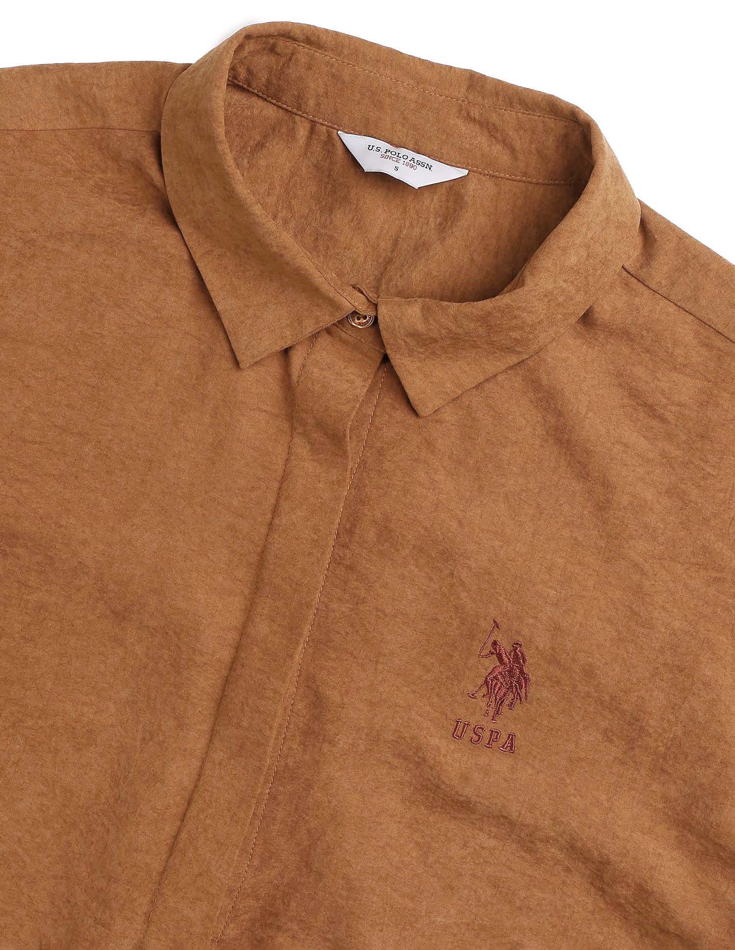 Regular Fit Solid Shirt Brown - U.S. POLO ASSN. | Large