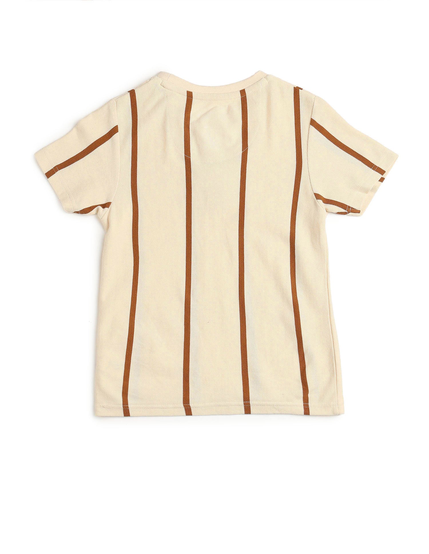 Boys Vertical Striped Pure Cotton T Shirt Ecru - U.S. POLO ASSN. | Large