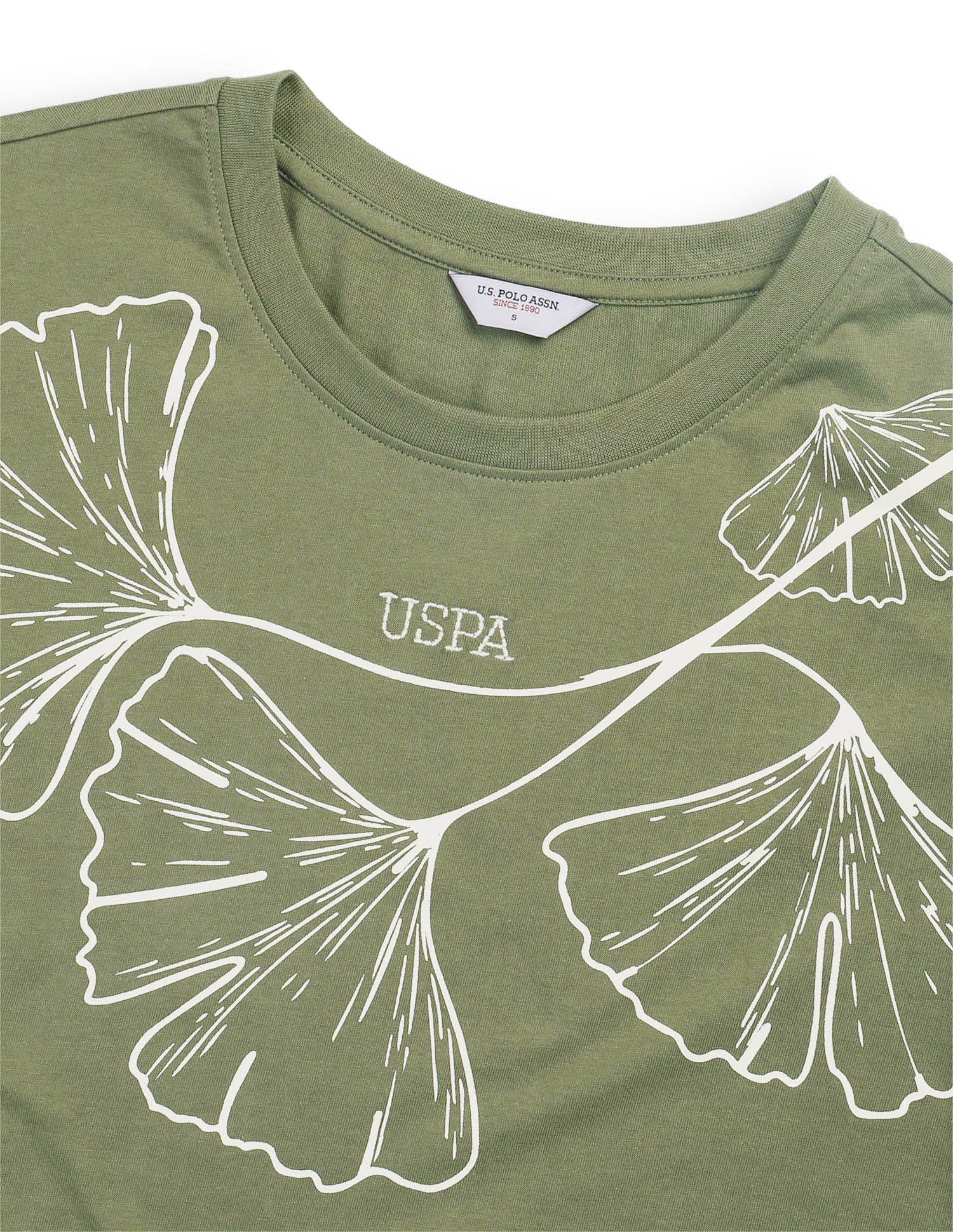 Boxy Fit Floral Printed T-Shirt Olive - U.S. Polo Assn. India | Large