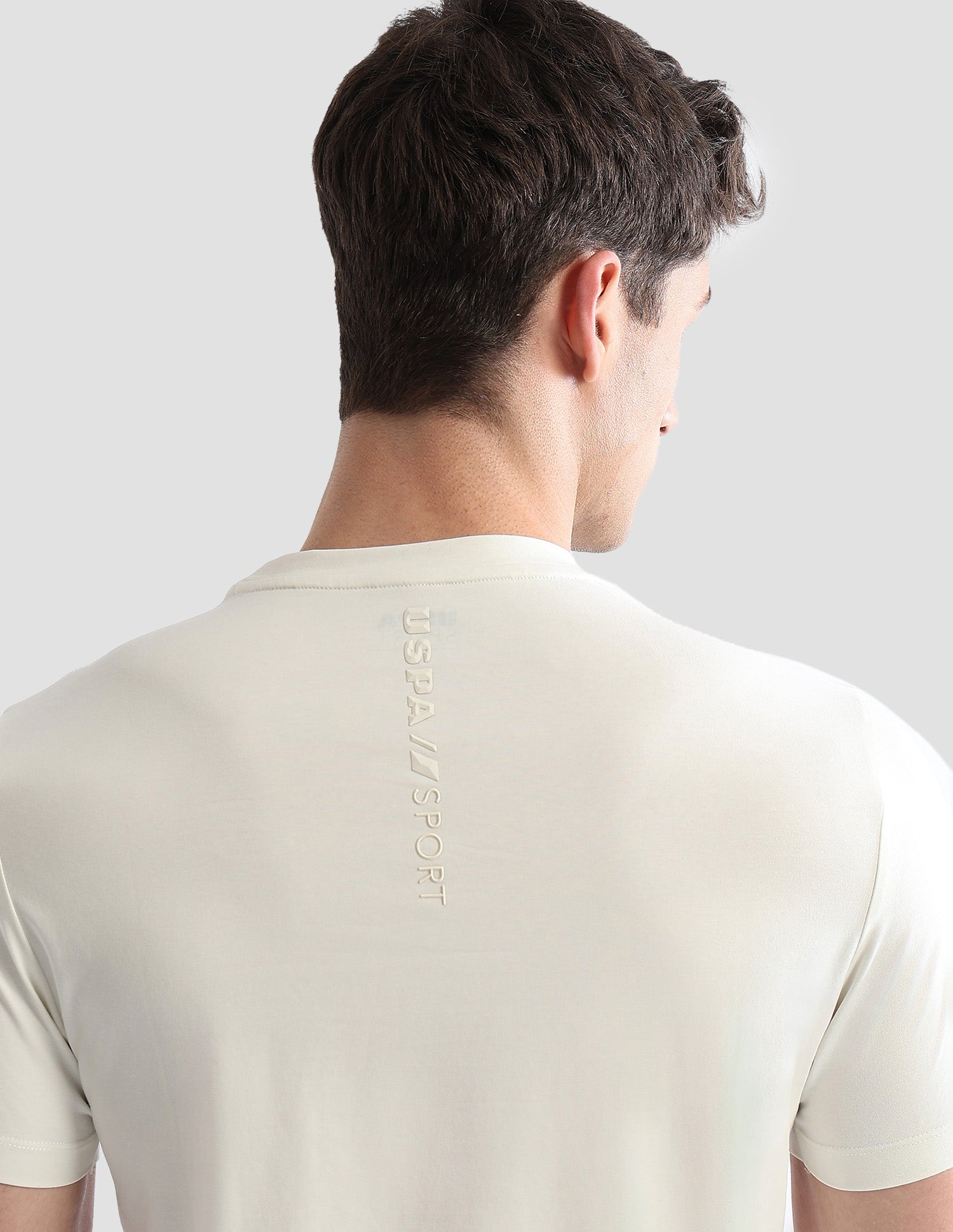 Brand Embossed Regular Fit Active T-Shirt Off White - U.S. POLO ASSN. | Large