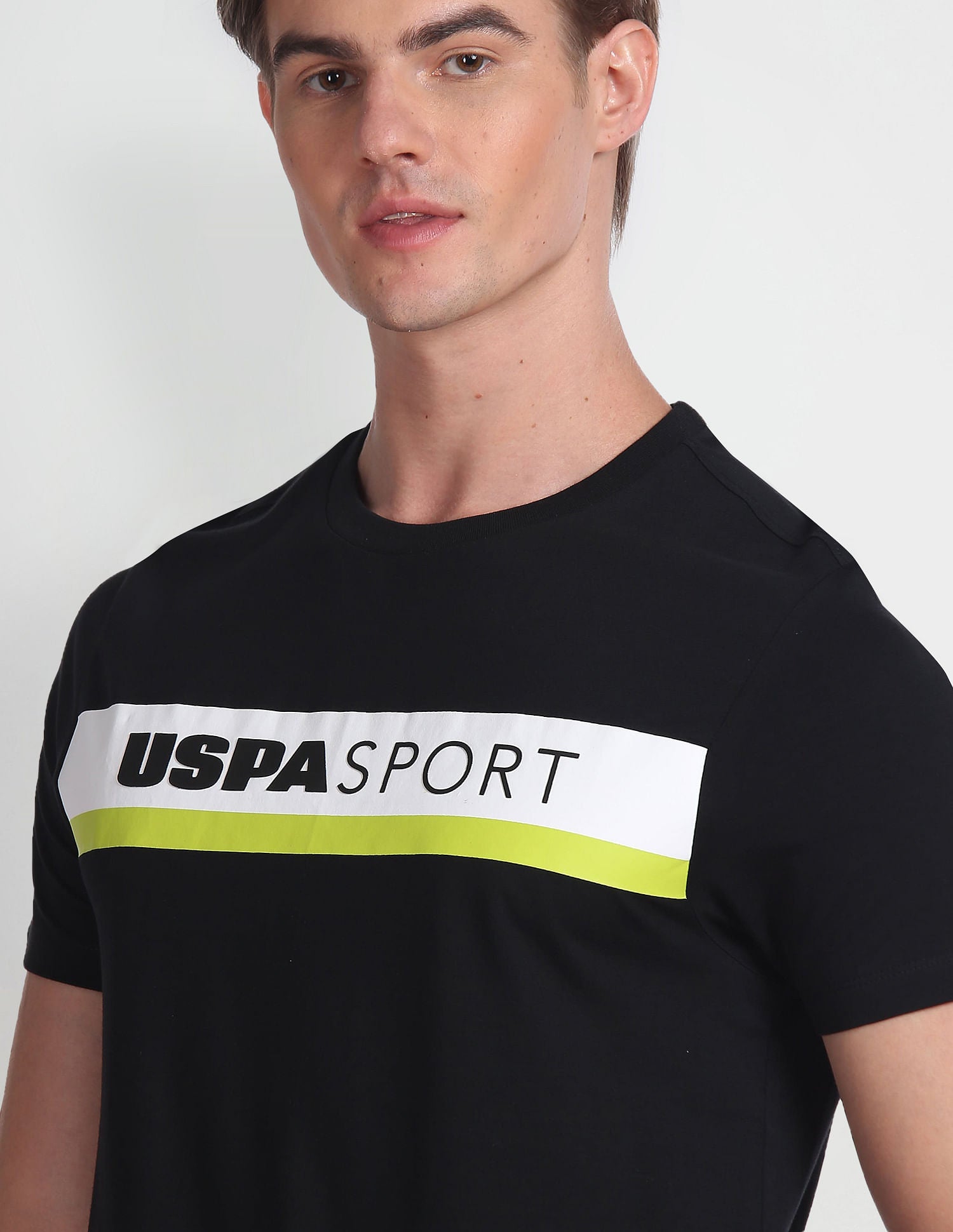 Crew Neck Brand Print T-Shirt Black - U.S. Polo Assn. India | Large