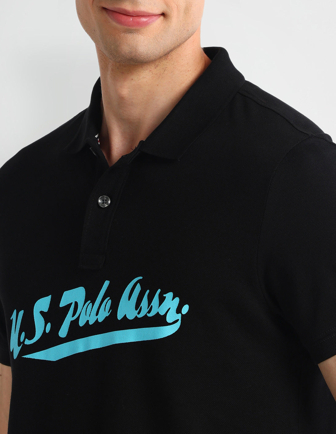 Typography Regular Fit Polo Shirt Black - U.S. Polo Assn. India | Large