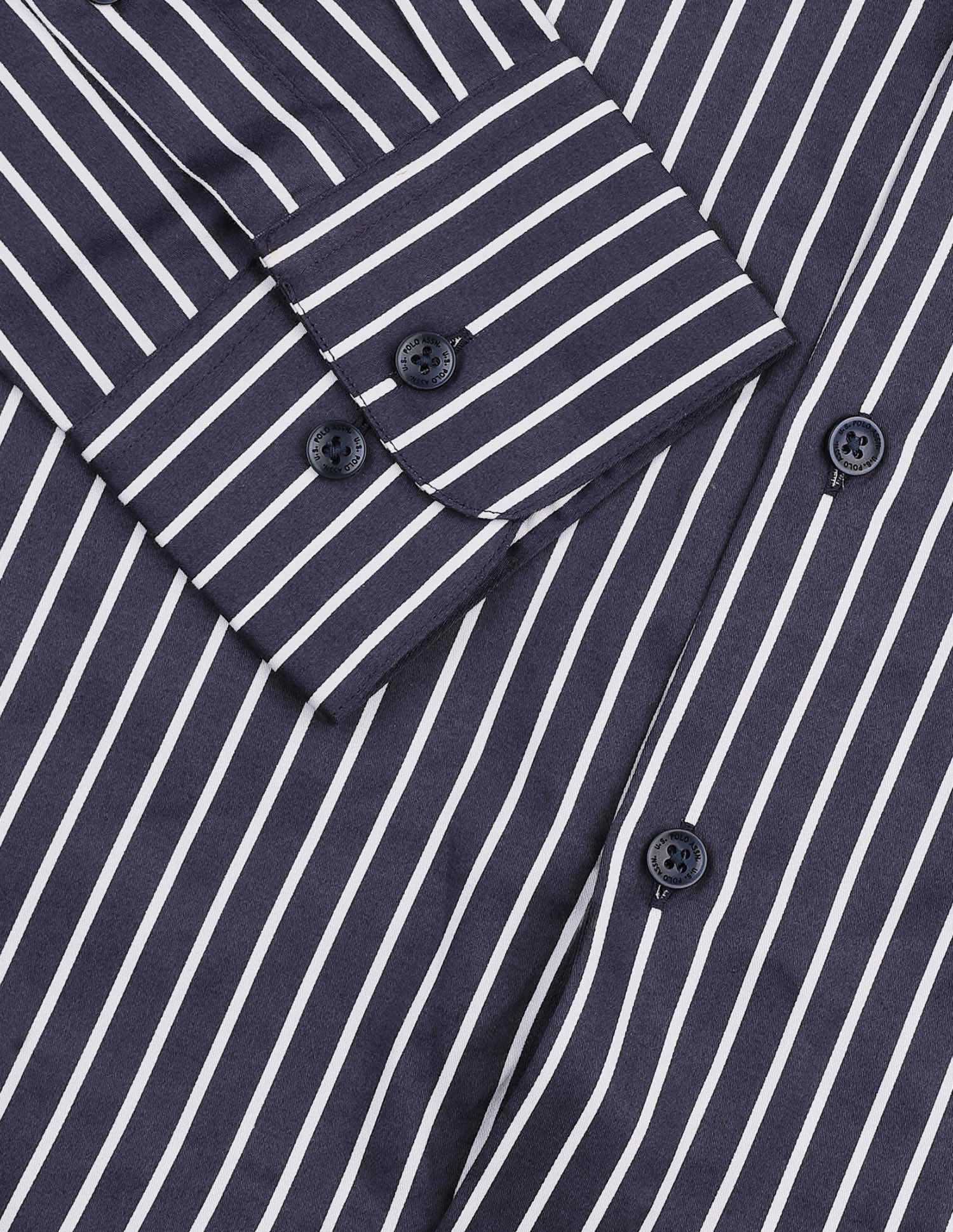 Vertical Striped Pure Cotton Shirt Navy - U.S. POLO ASSN. | Large