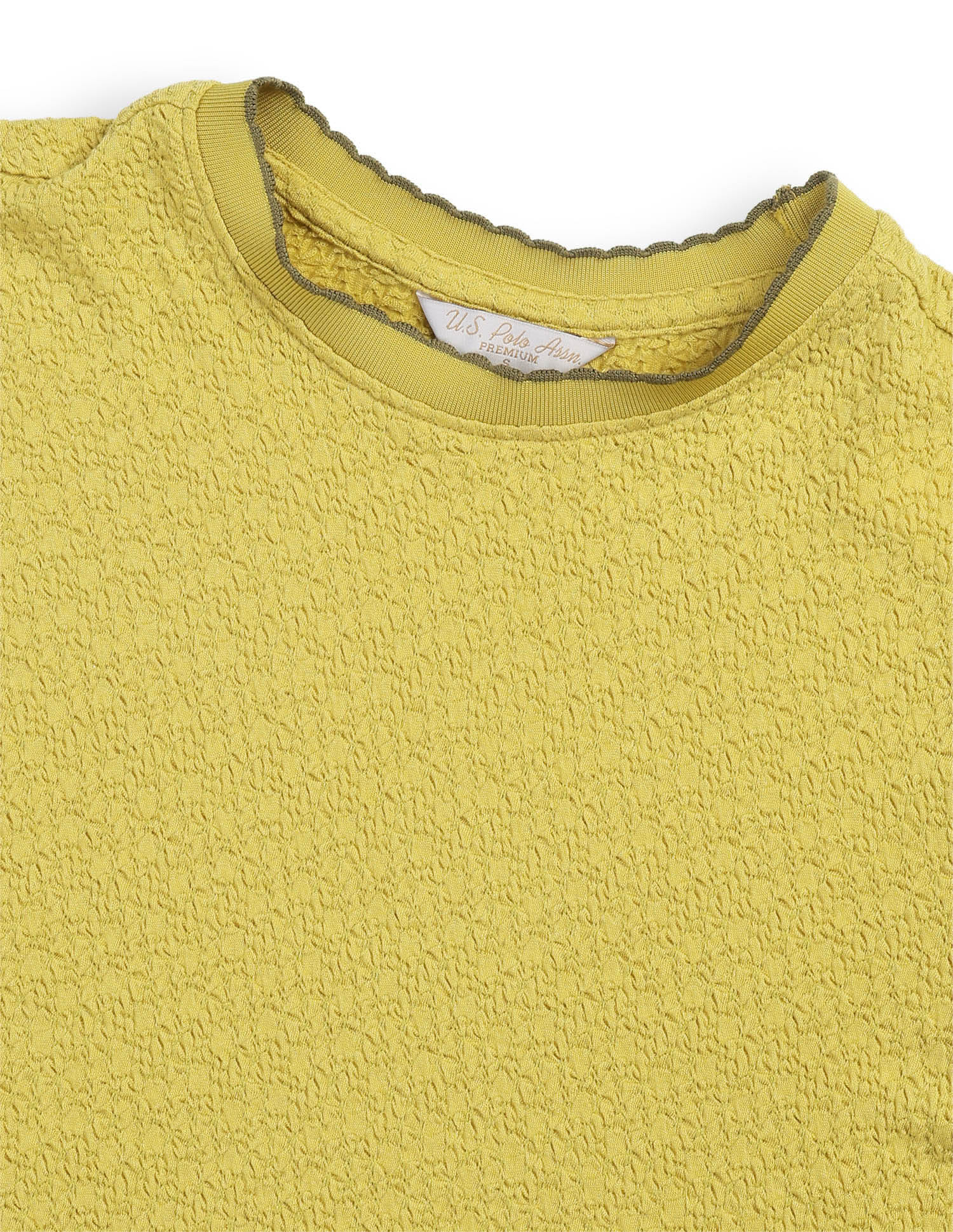 Fitted Textured T-Shirt Mustard - U.S. Polo Assn. India | Large