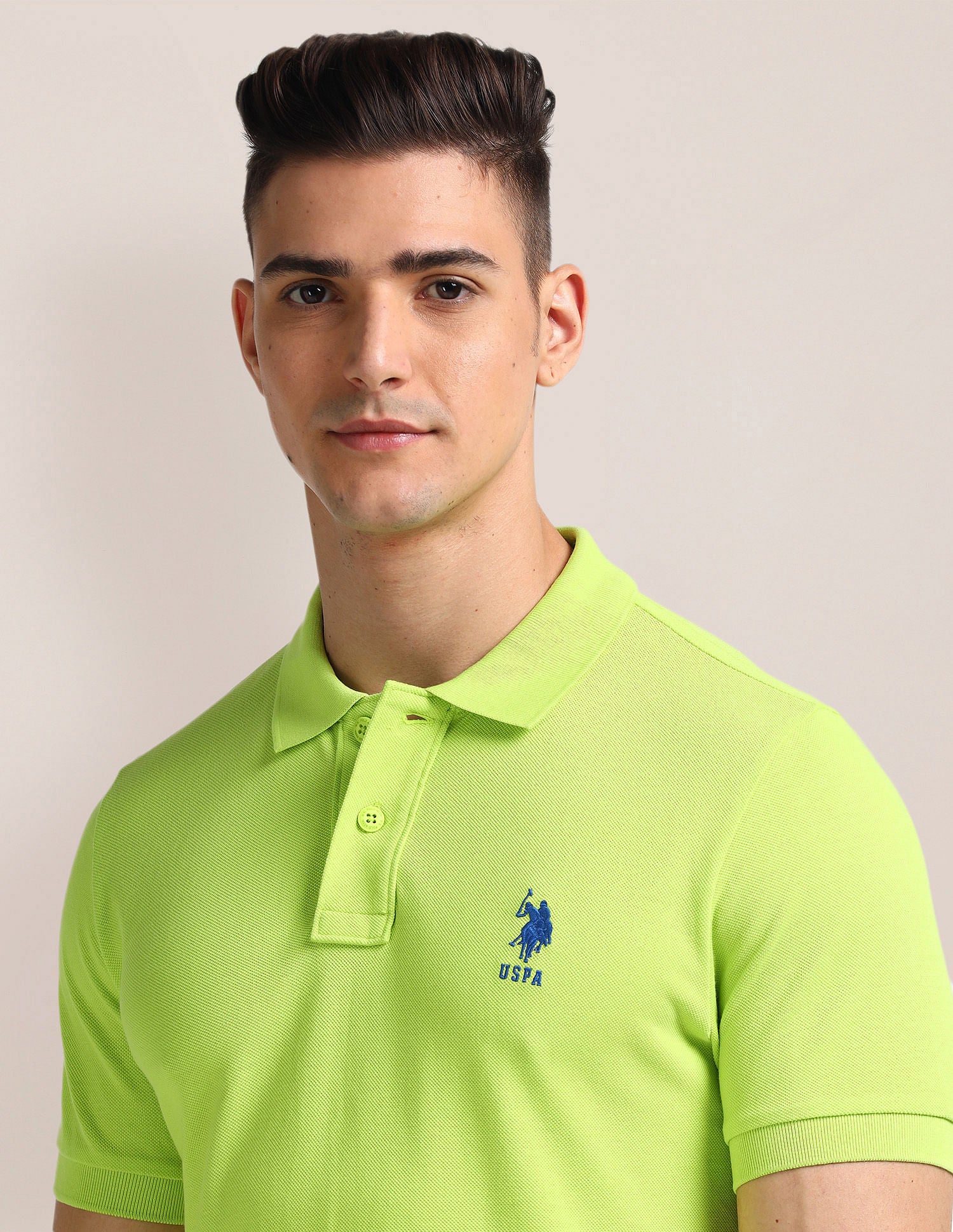 Solid Slim Fit Polo Shirt Green - U.S. Polo Assn. India | Large