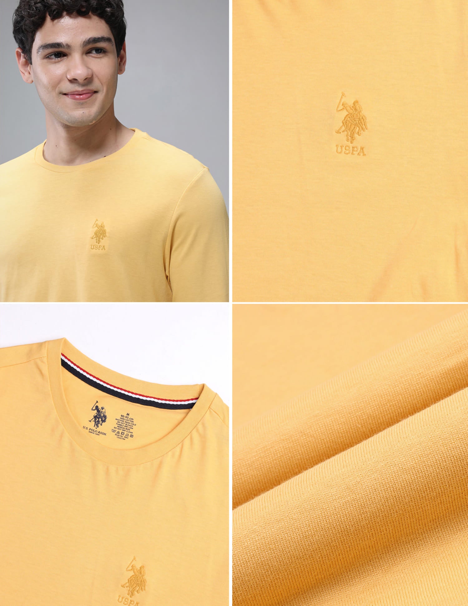 Henley Neck Solid I693 Lounge T-Shirt - Pack Of 1 Yellow - U.S. Polo Assn. India | Large