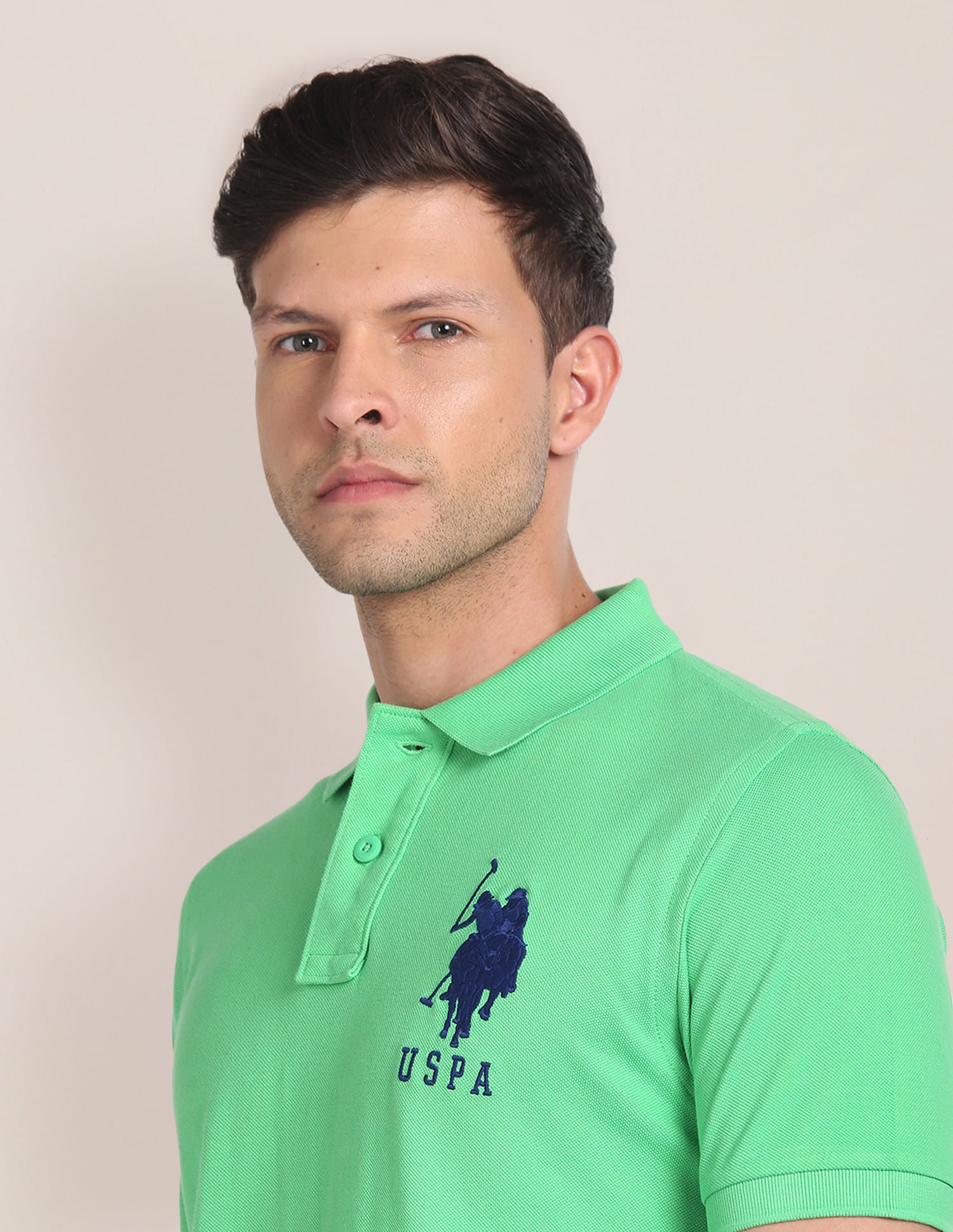 Short Sleeve Solid Polo Shirt Green - U.S. Polo Assn. India | Large