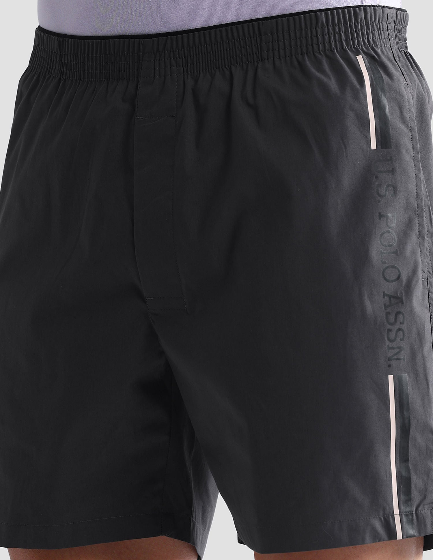 Mid Rise Solid IYAX Shorts - Pack Of 1 Grey - U.S. POLO ASSN. | Large