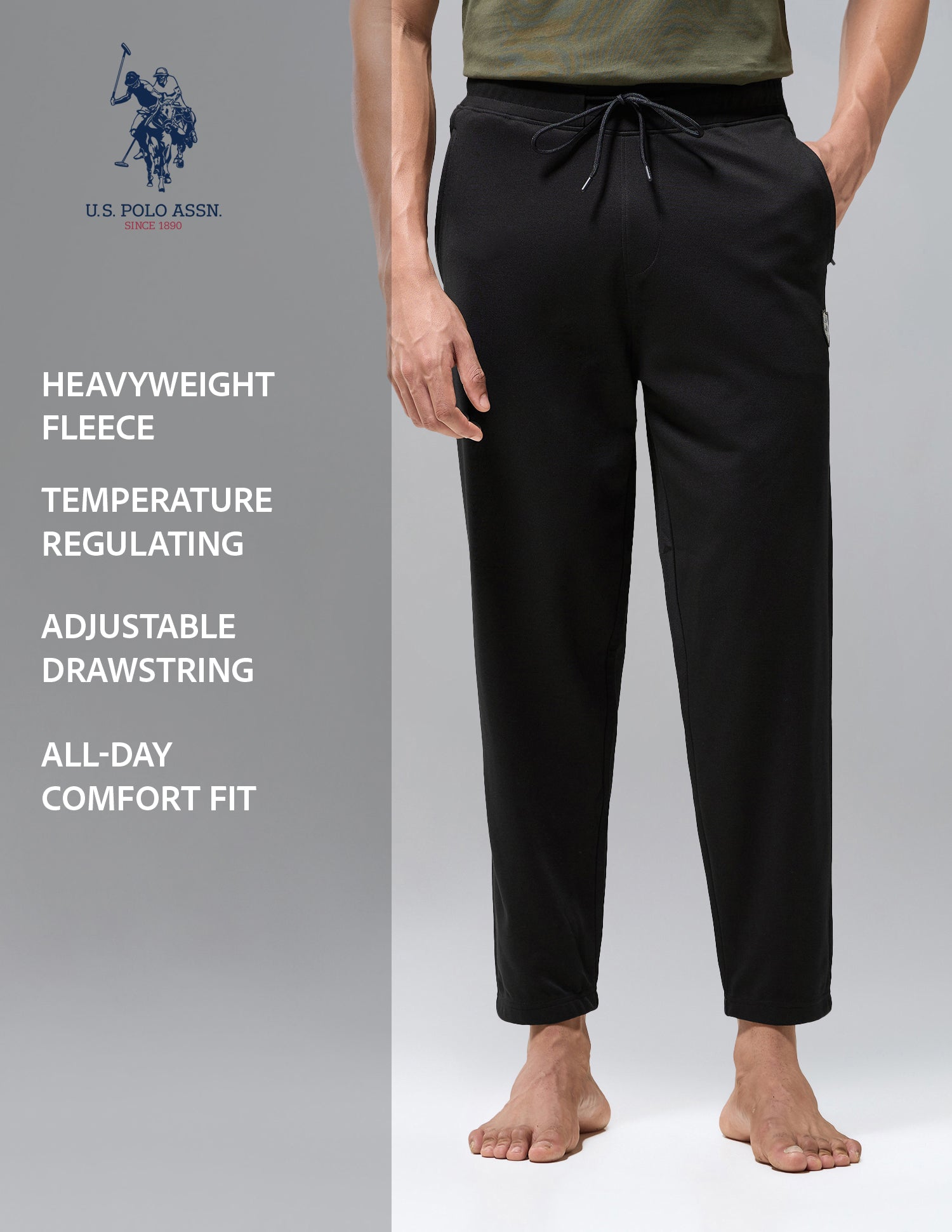 Comfort Fit Heavyweight Fleece OJ011 Joggers Black - U.S. Polo Assn. India | Large