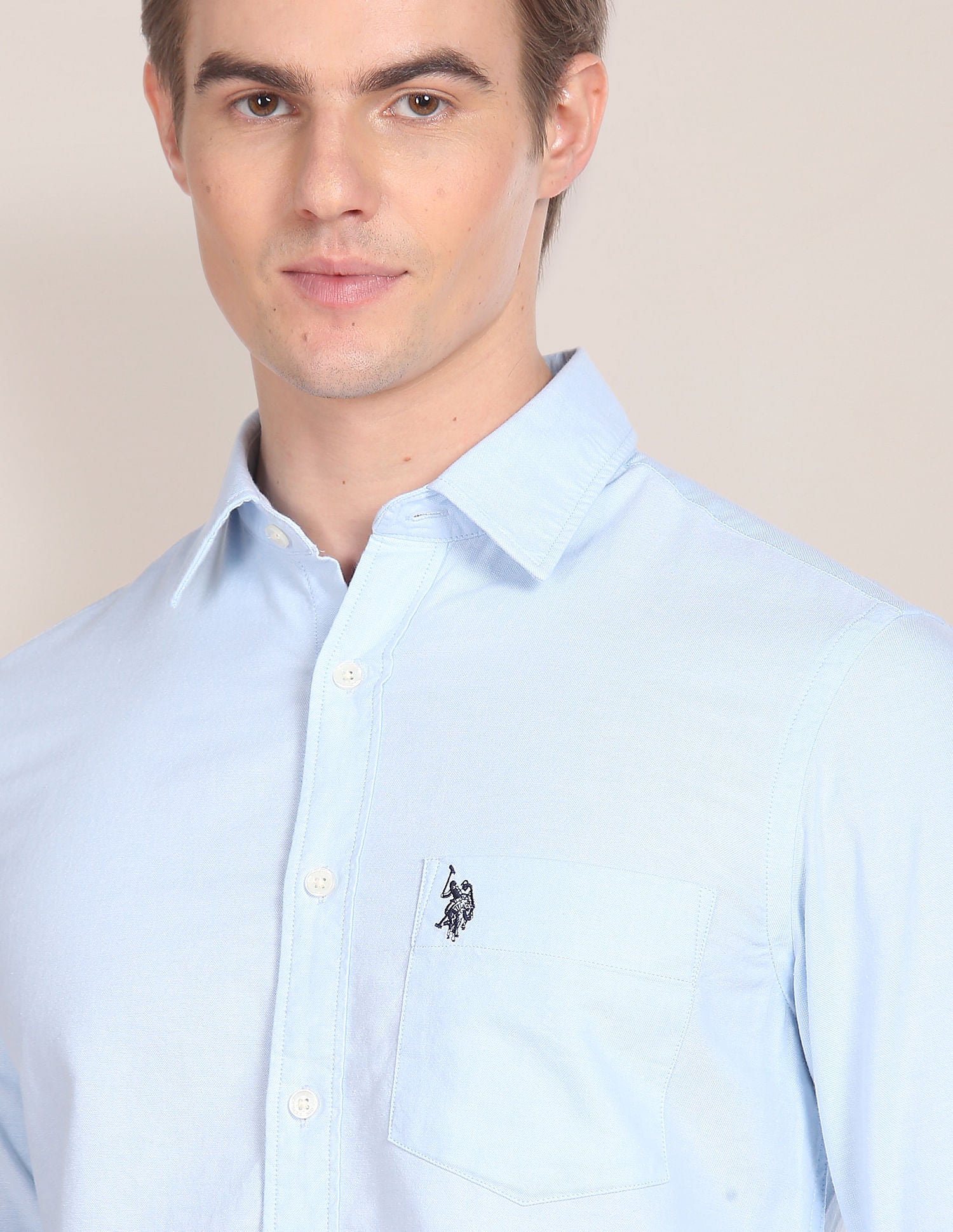 Solid Cotton Oxford Shirt Light Blue - U.S. POLO ASSN. | Large