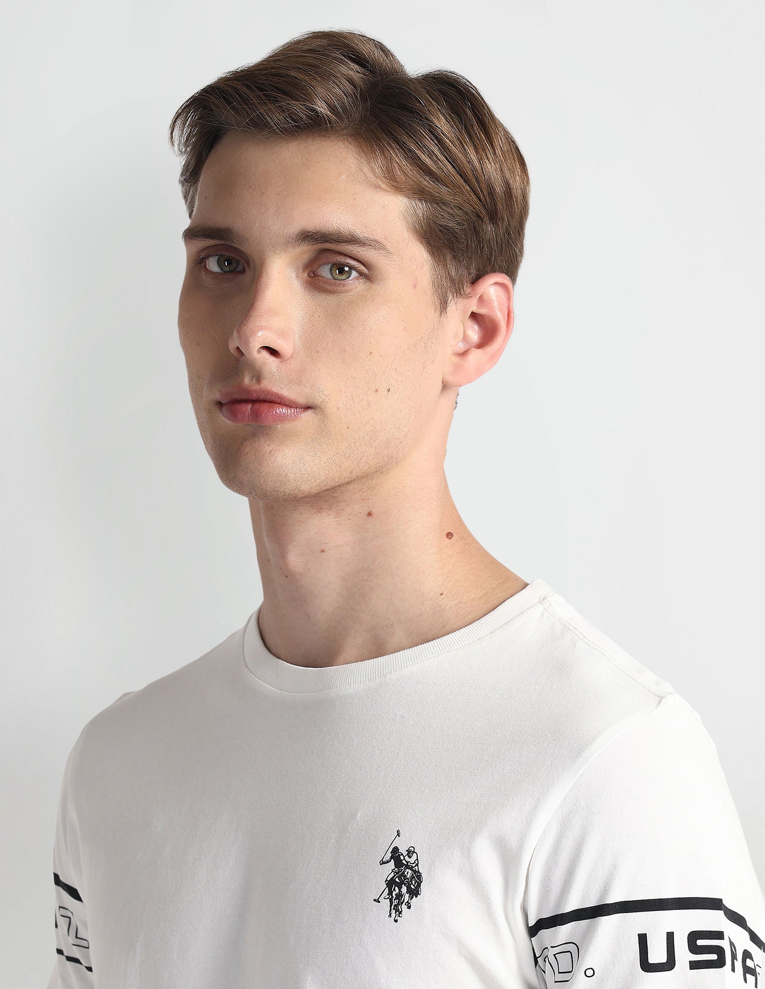 Crew Neck Brand Print T-Shirt Ivory - U.S. Polo Assn. India | Large