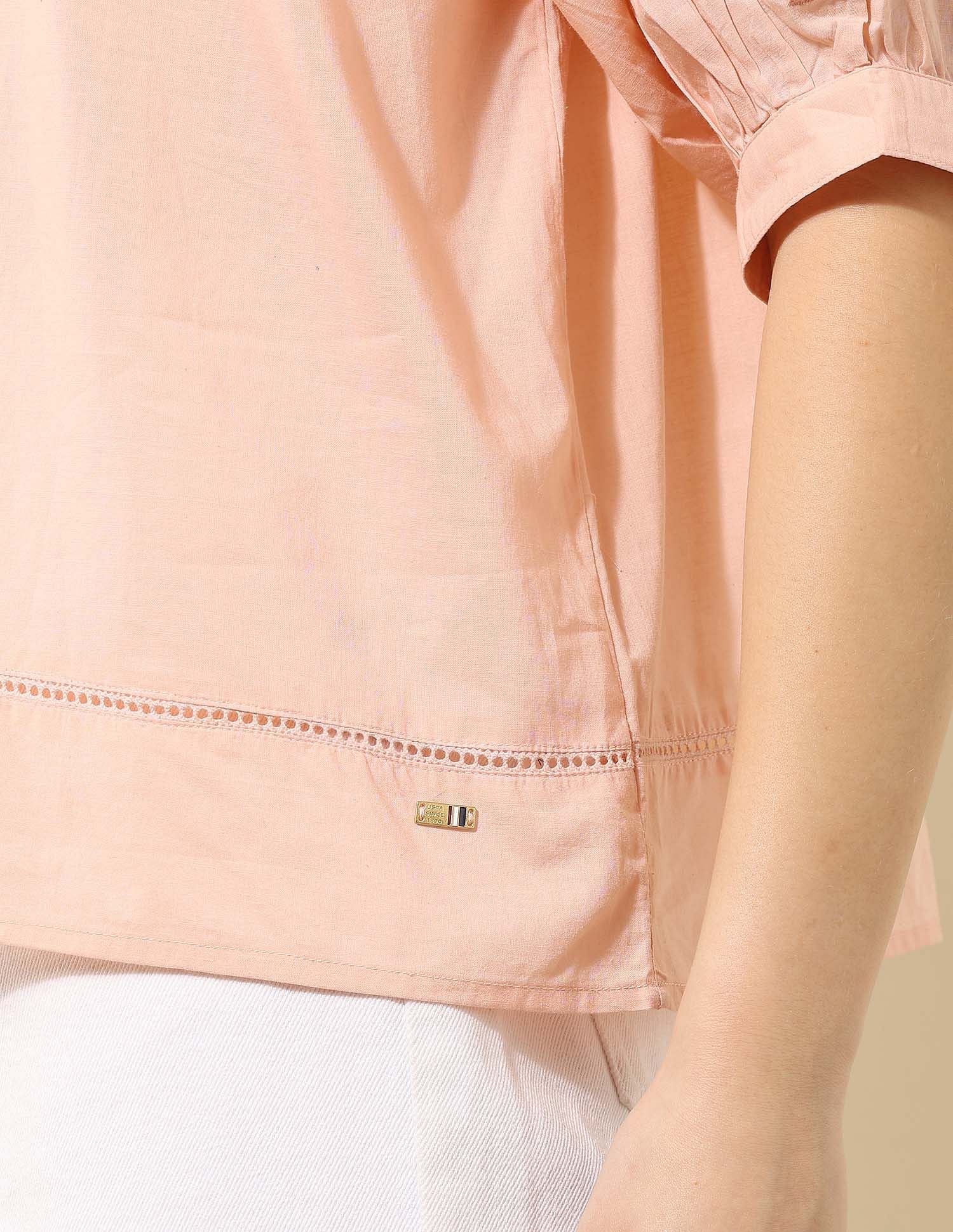 Floral Embroidered Top Beige - U.S. POLO ASSN. | Large