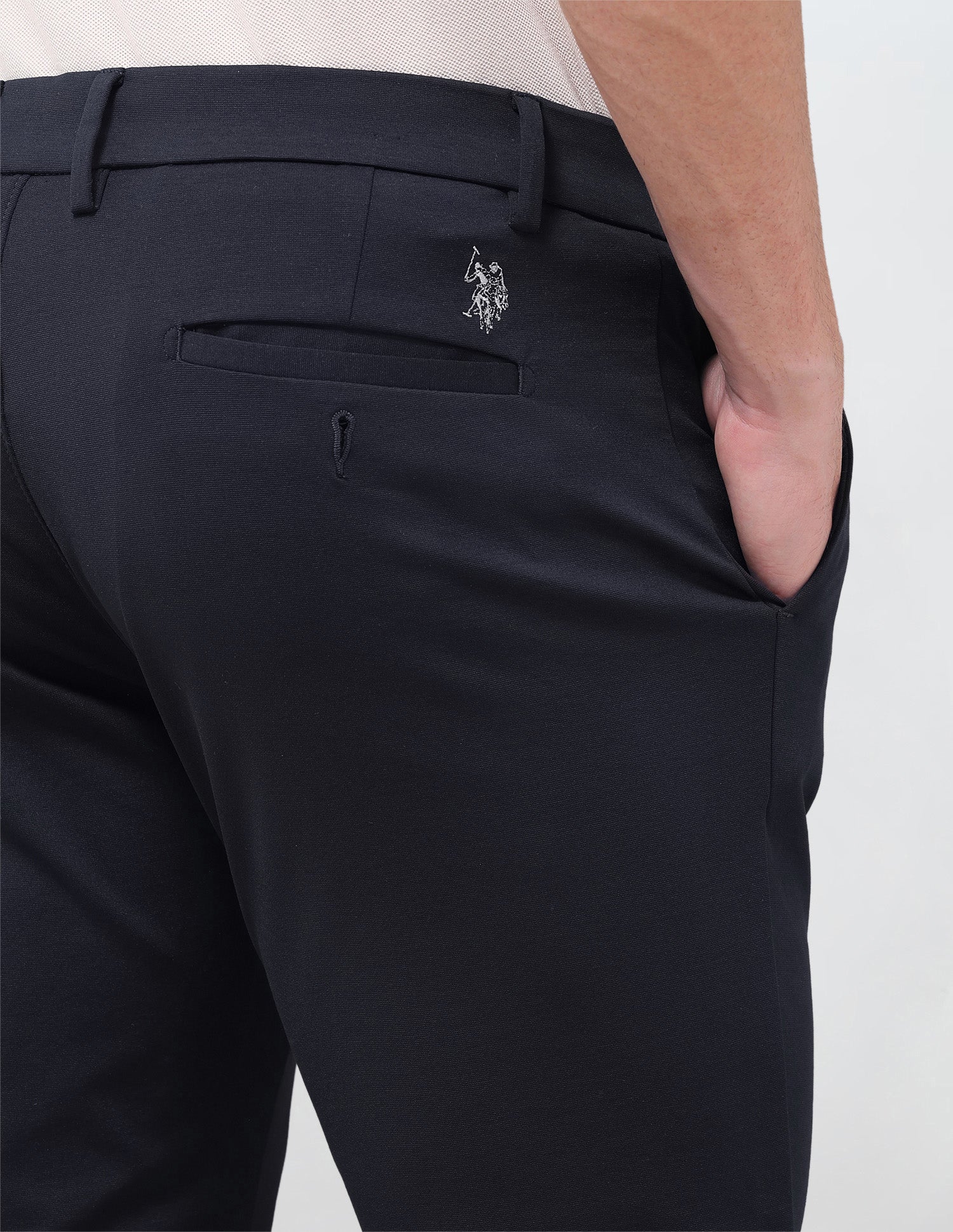 Super Slim Fit Satin Trousers Navy - U.S. Polo Assn. India | Large