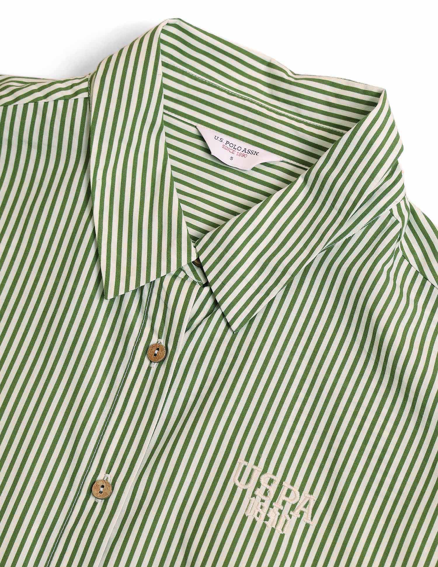 Vertical Striped Regular Fit Shirt Light Green - U.S. POLO ASSN. | Large