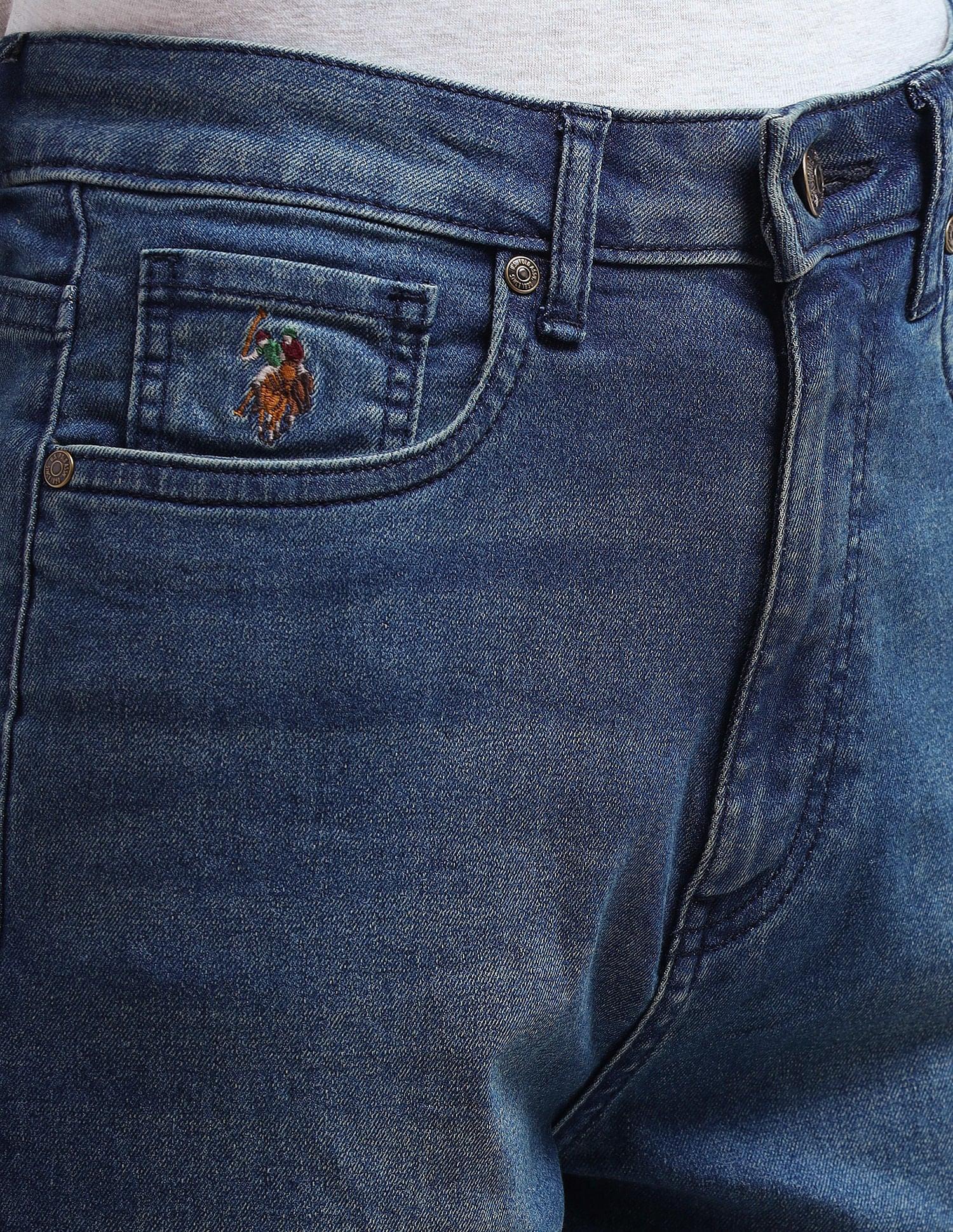 High Rise Mom Fit Jeans Blue - U.S. POLO ASSN. | Large