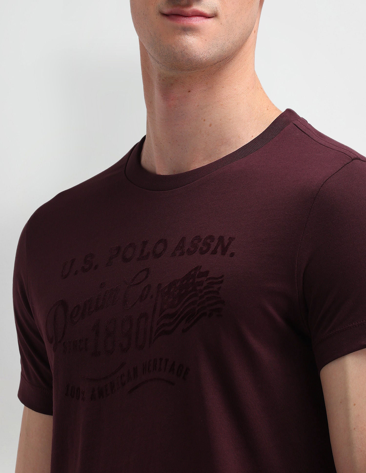 Muscle Fit Brand Print T-Shirt Wine - U.S. POLO ASSN. | Large