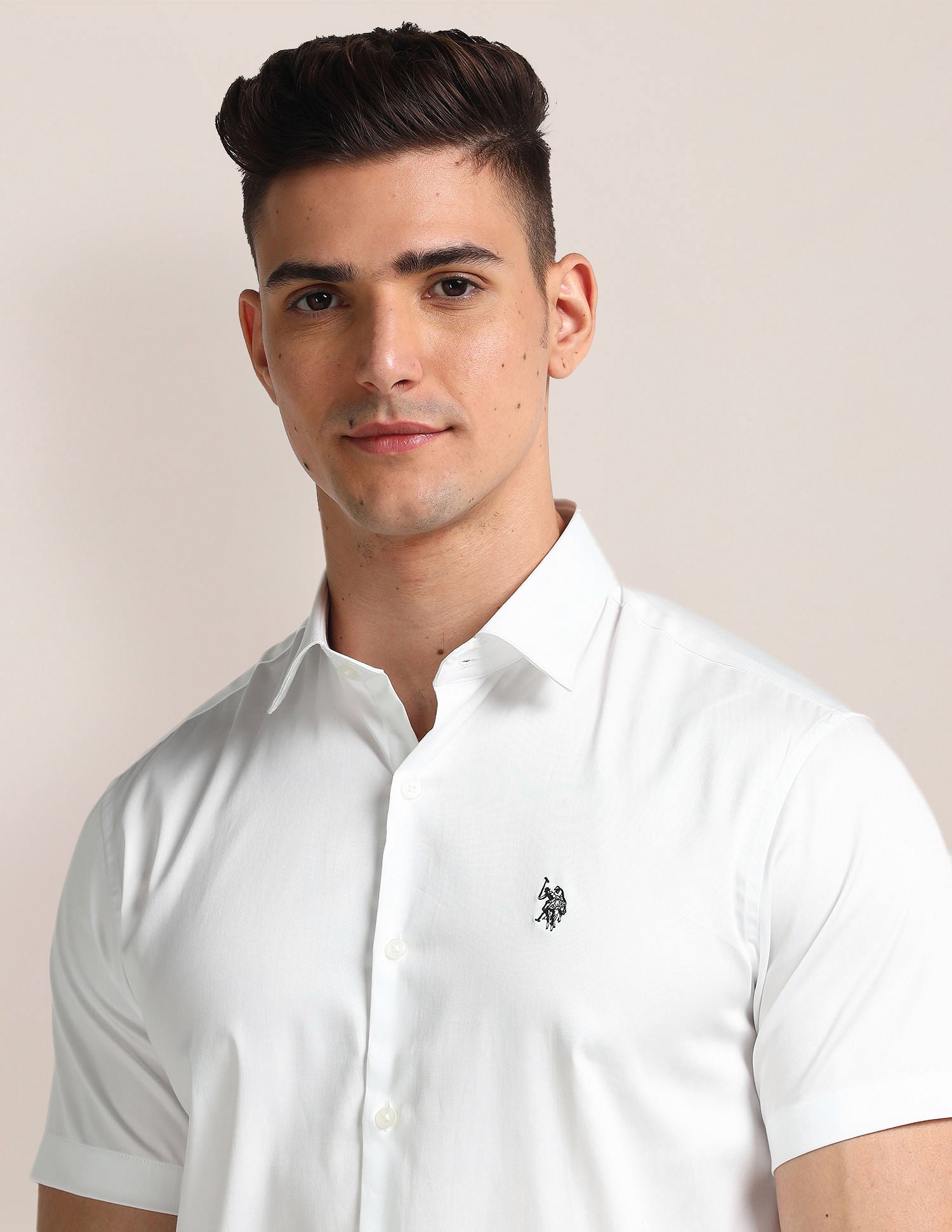 Tailored Regular Fit Solid Shirt White - U.S. Polo Assn. India | Large