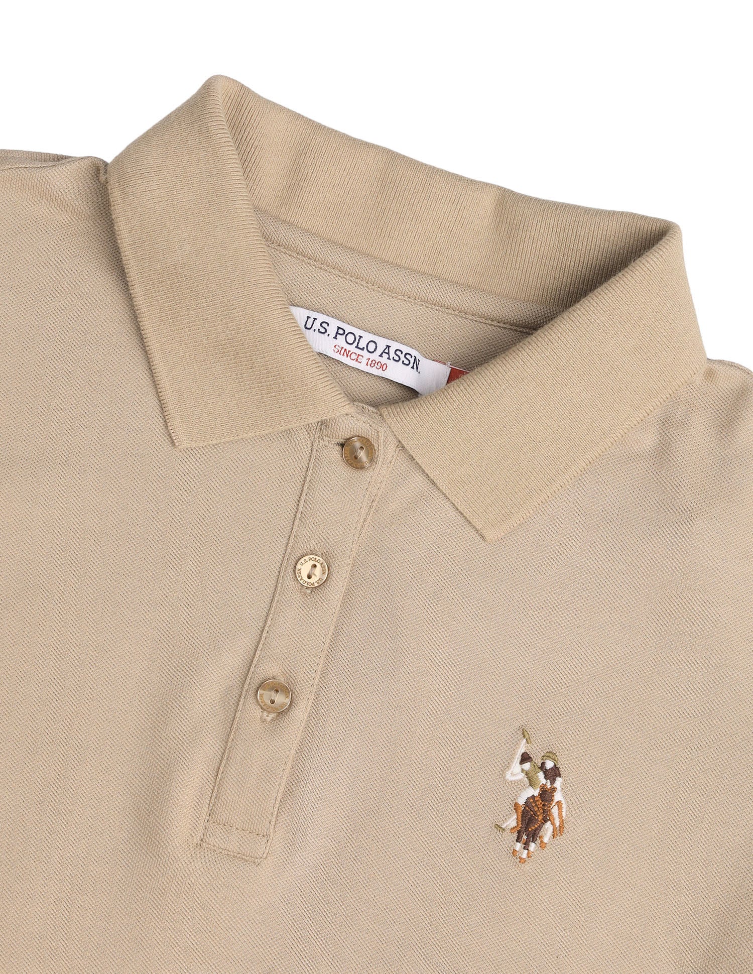 Solid Regular Fit Polo Shirt Beige - U.S. Polo Assn. India | Large