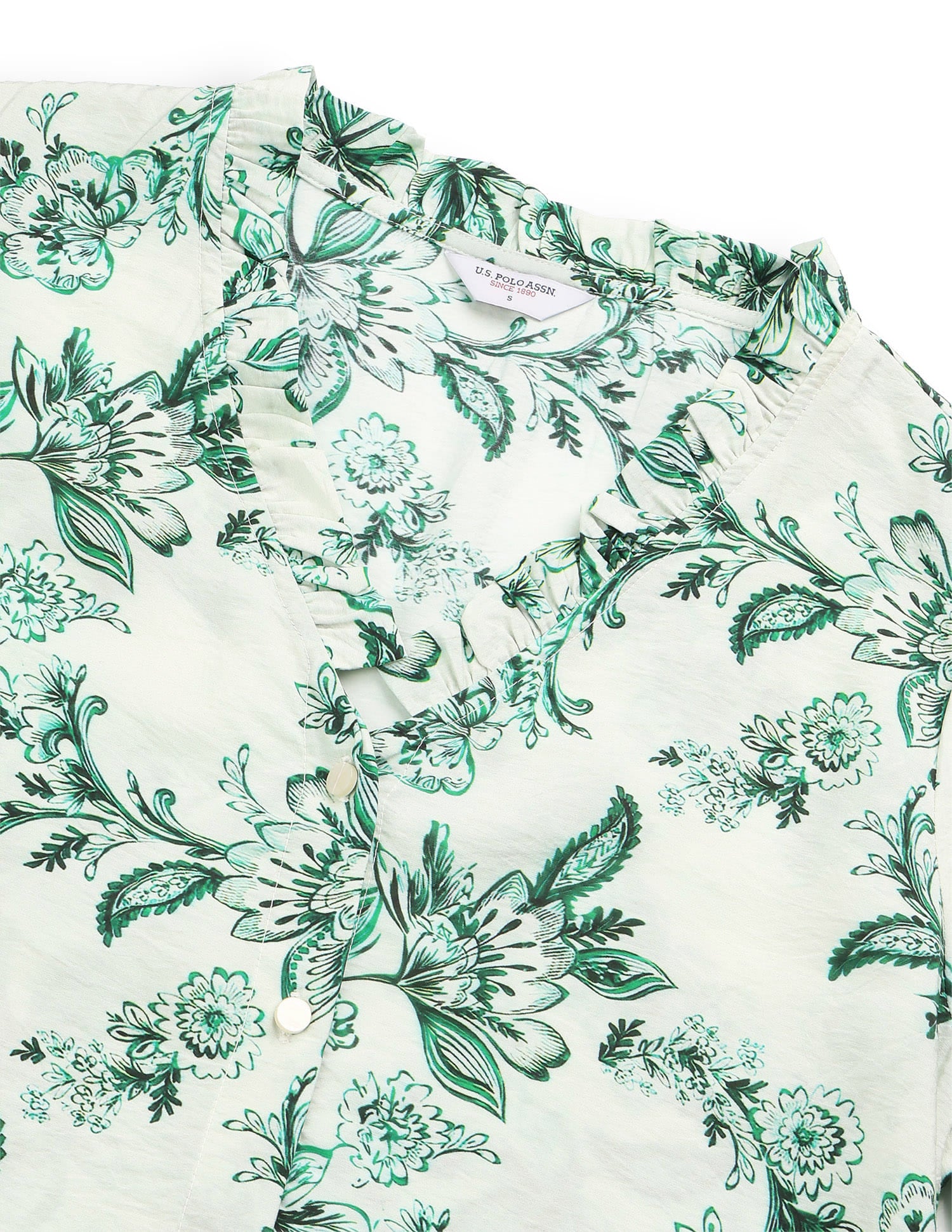 Floral Printed Ruffle Top White - U.S. Polo Assn. India | Large